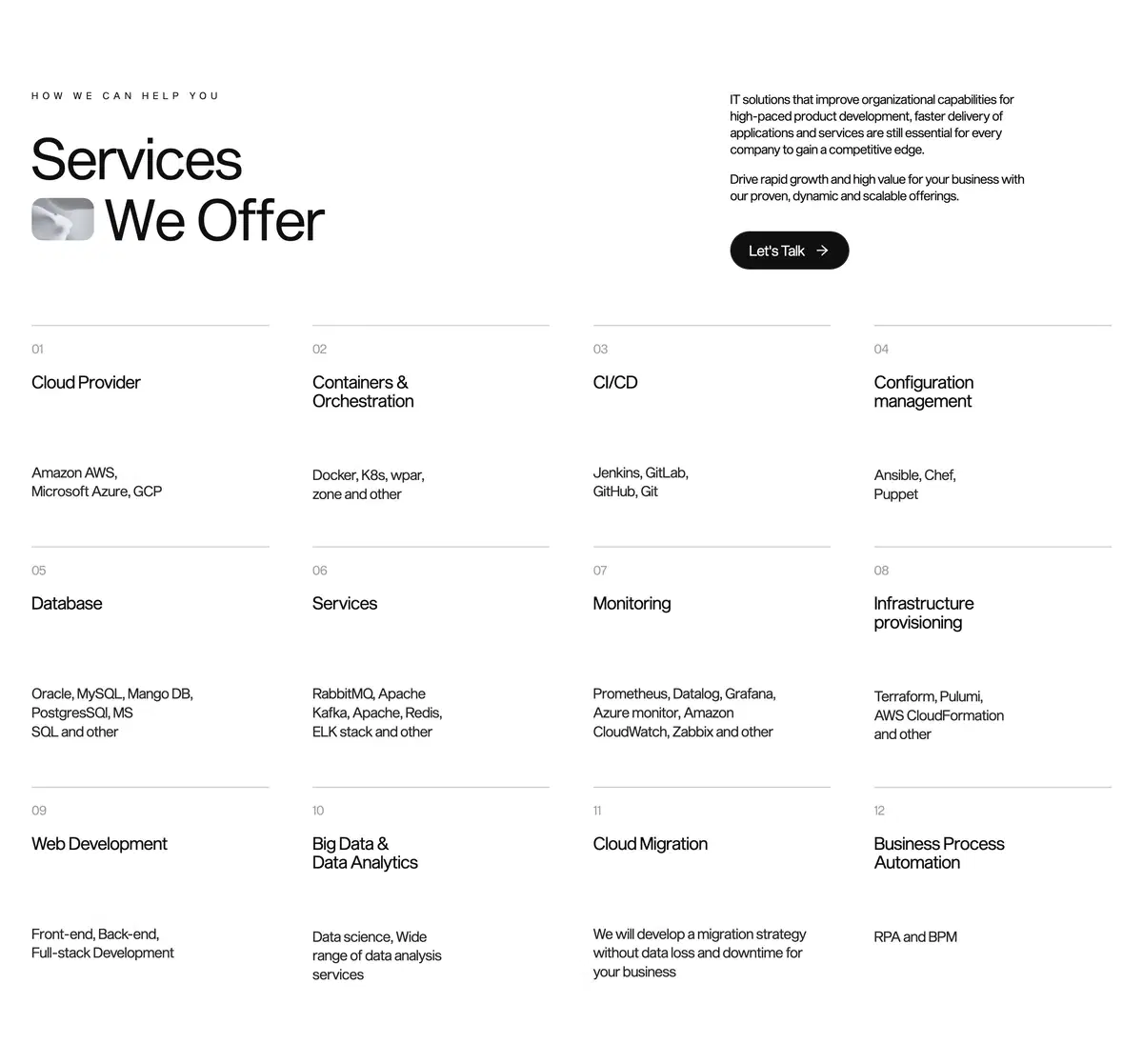 Xizt Home Page Section Services