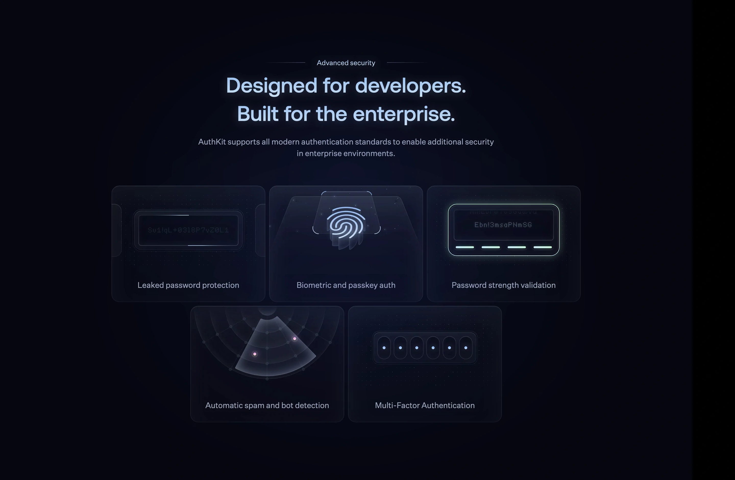 AuthKit Home Page Section Advanced Security