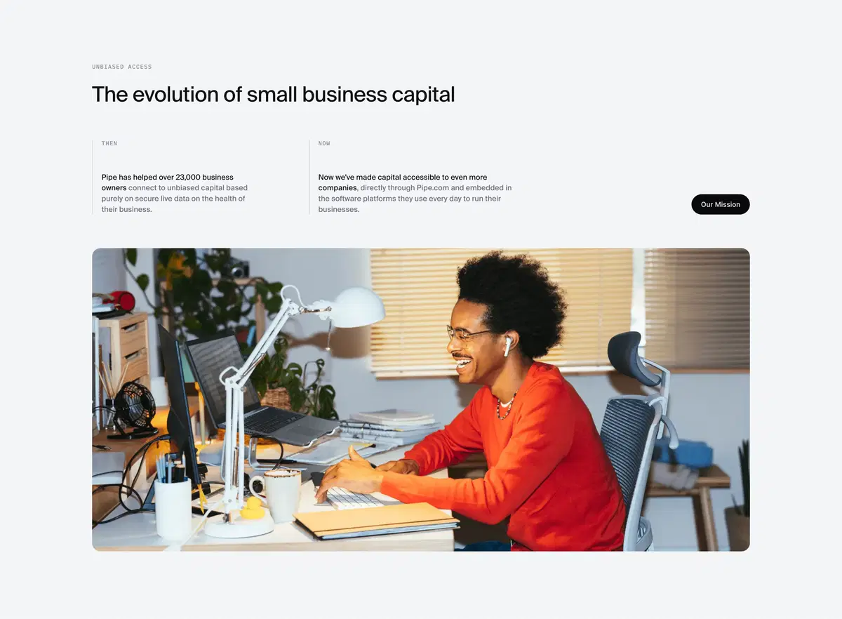 Pipe Home Page Section Business Capital Evolution