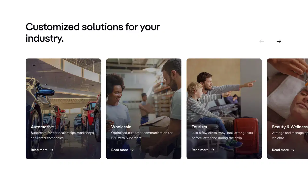 Superchat Home Page Section Industries