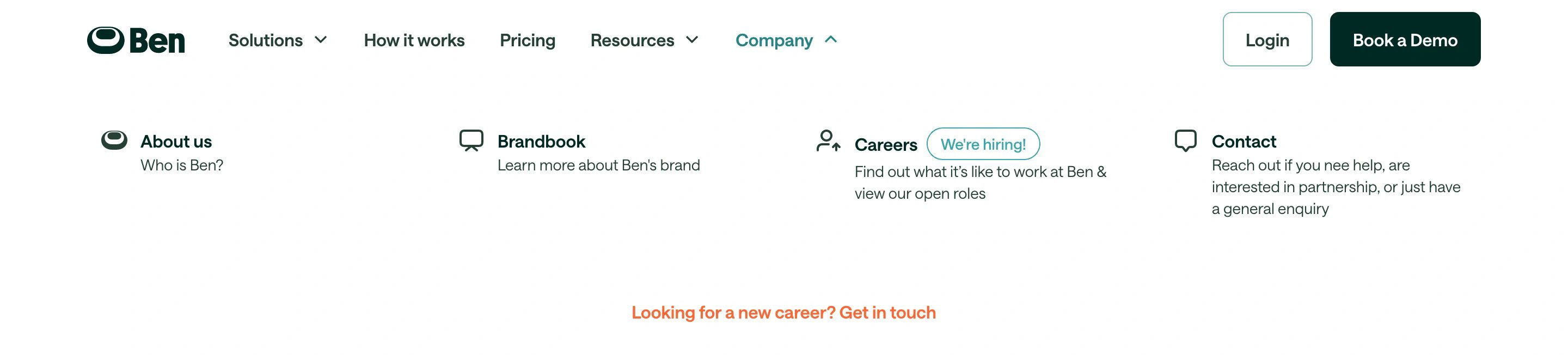 Ben Company Dropdown Menu
