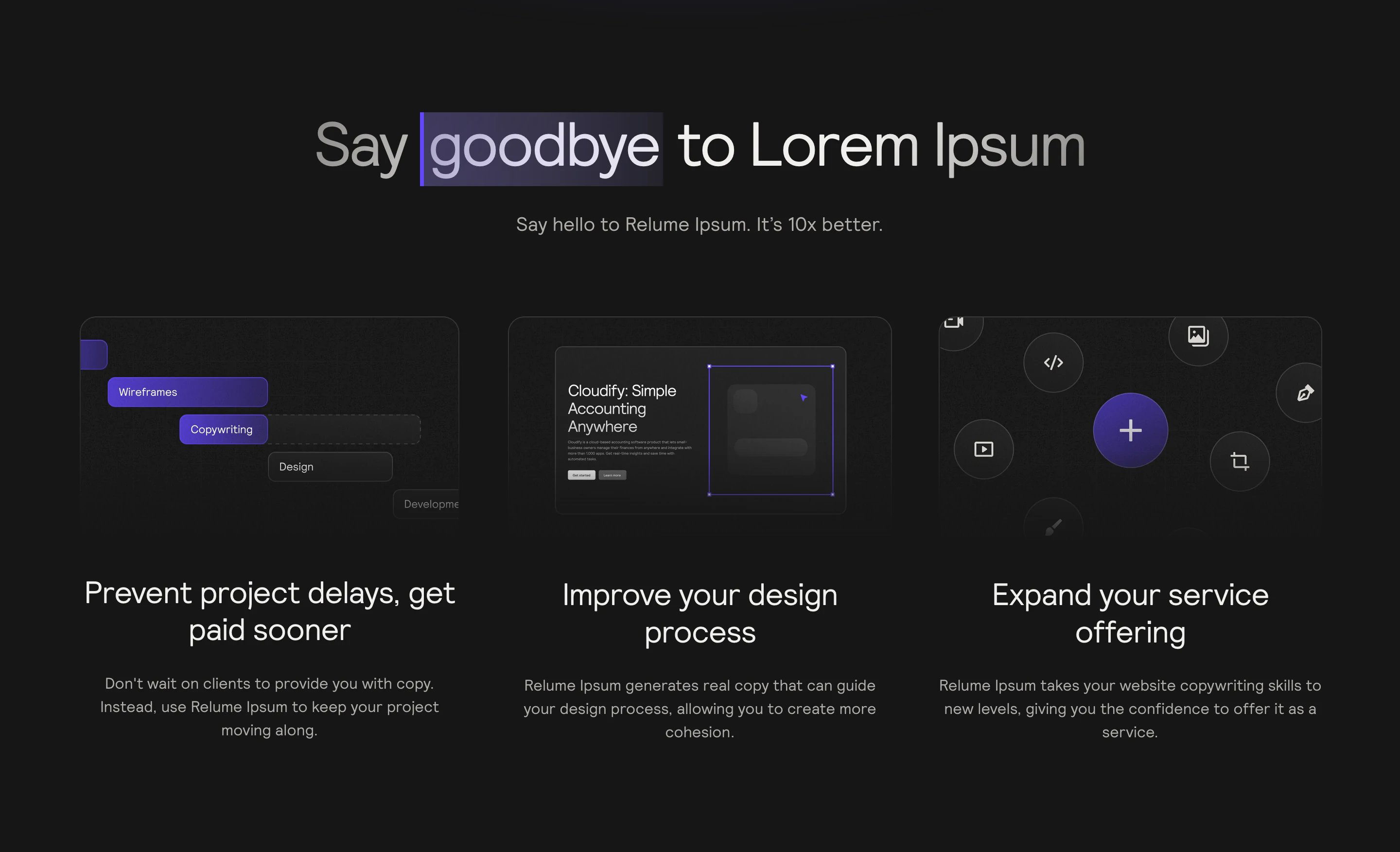 Relumeipsum Home Page Section Benefits