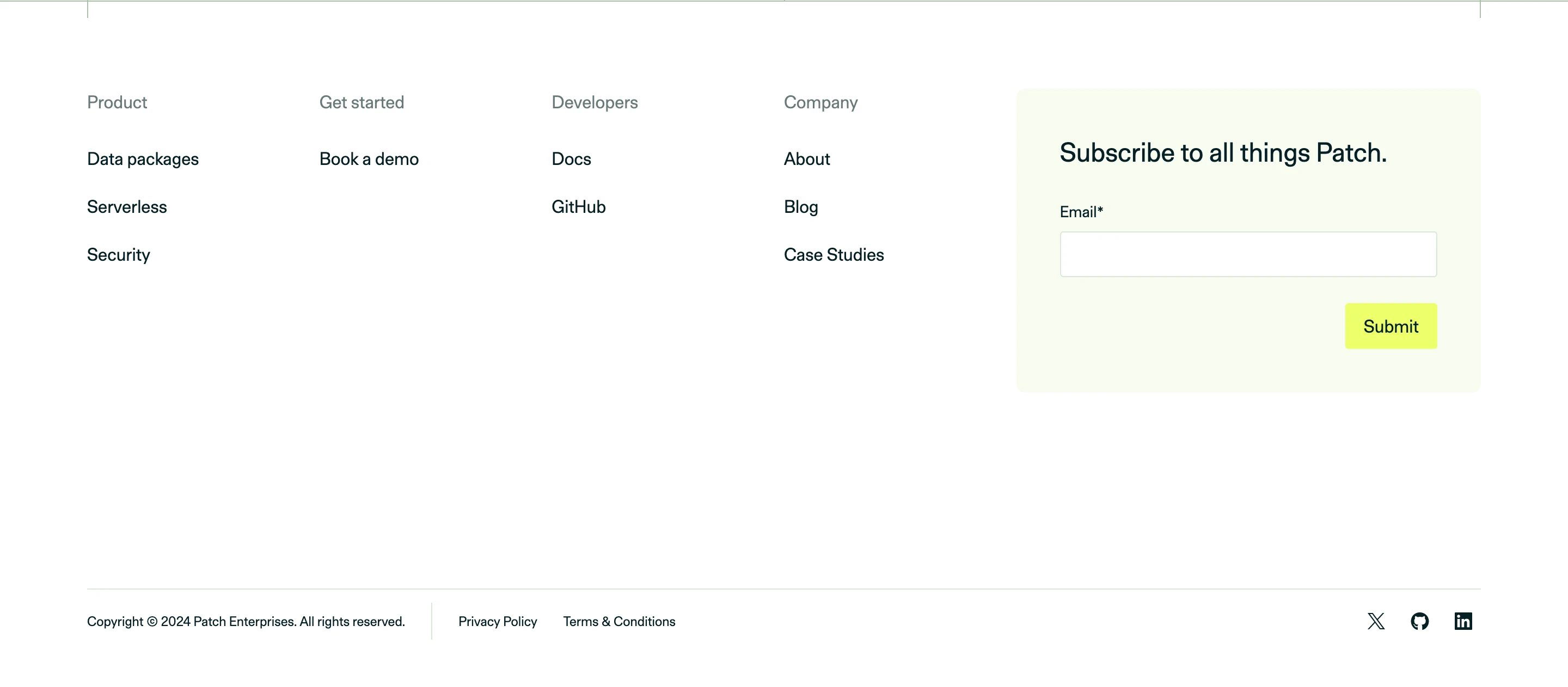 Patch Home Page Section Footer