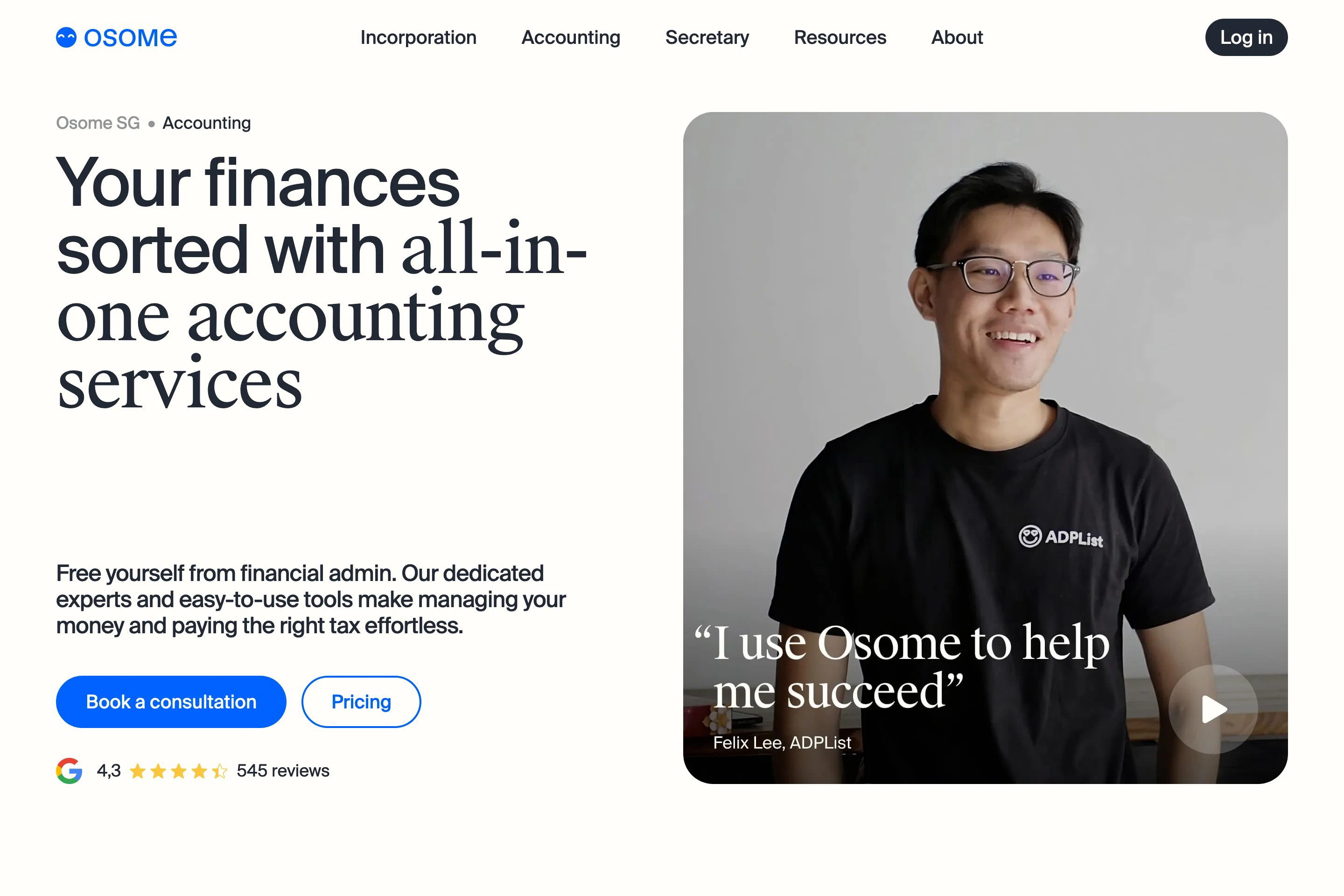 Osome Accounting Page Section Hero