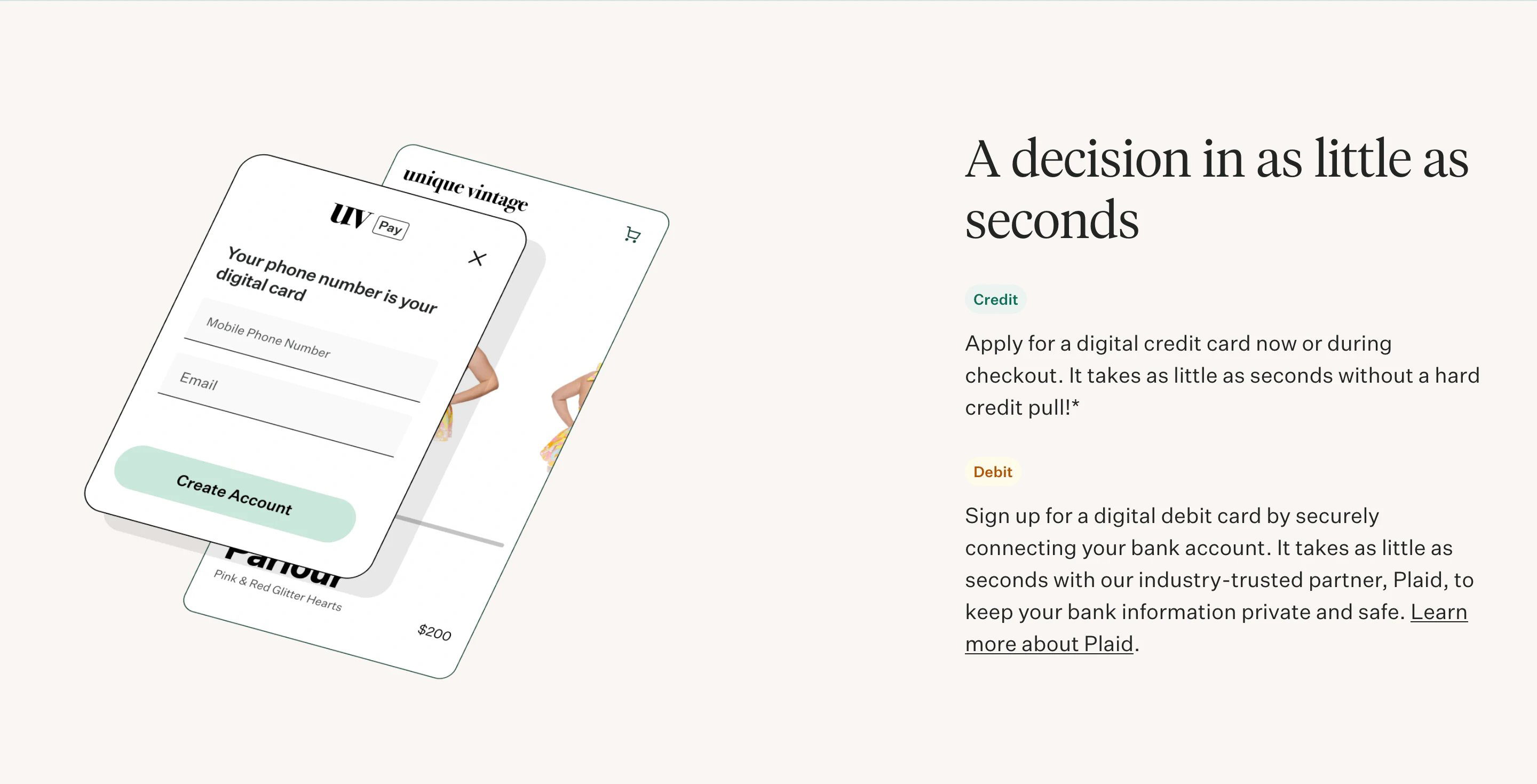 Tandym Shoppers Page Section Credit and Debit
