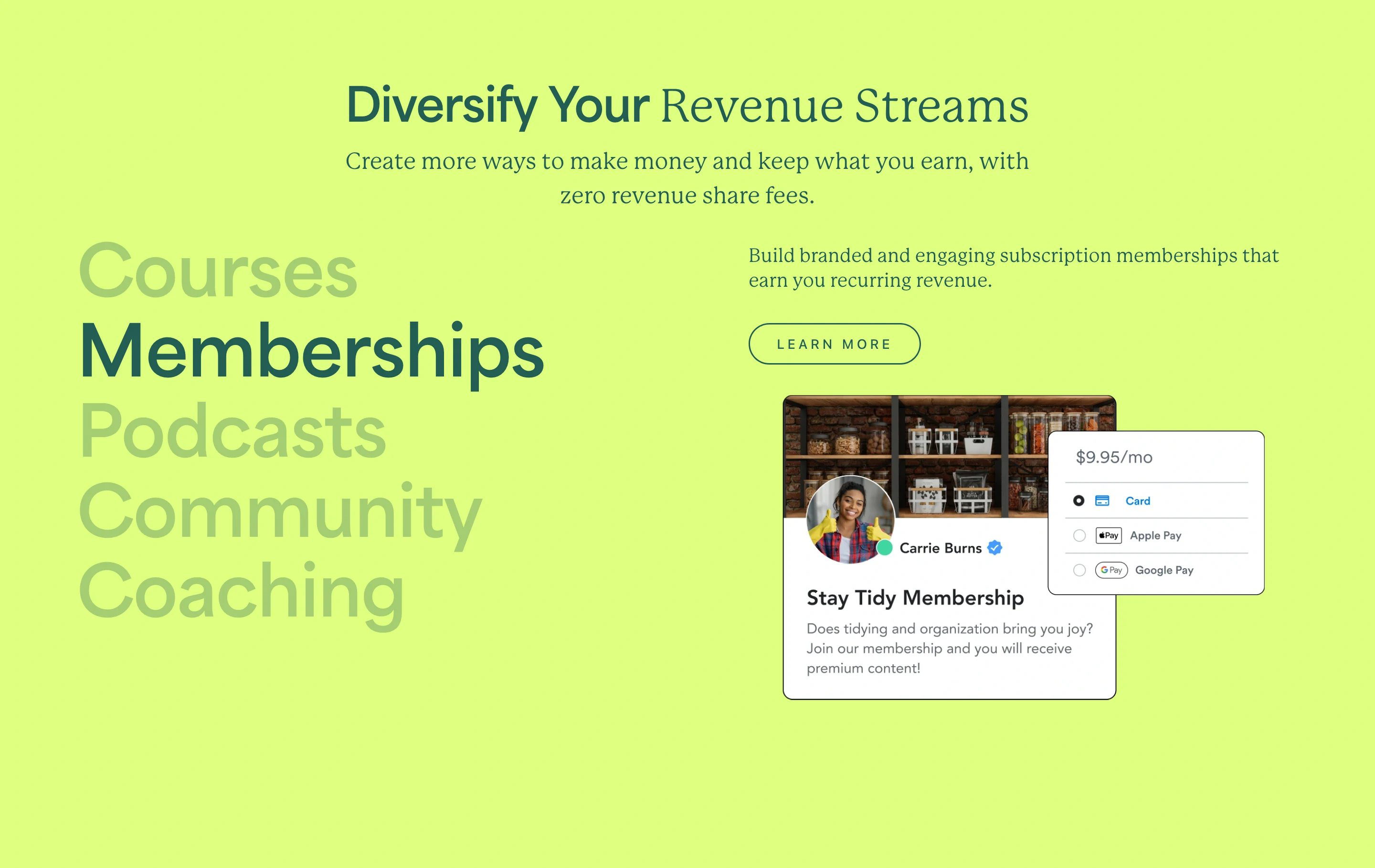 Kajabi Home Page Section Customer Features