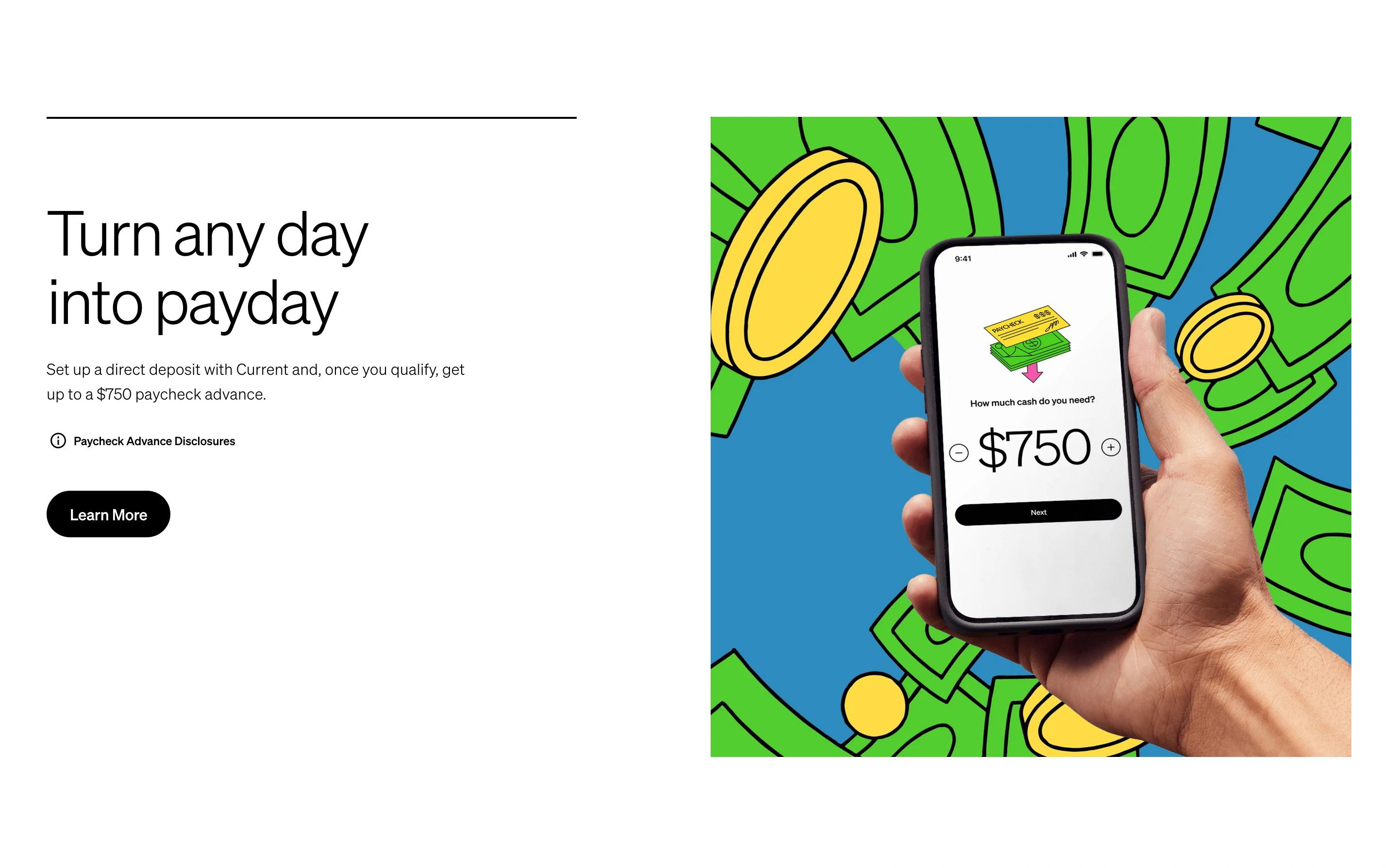 Current Home Page Section Paycheck