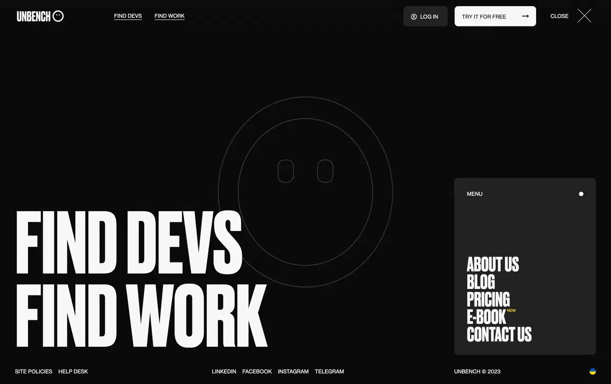 Unbench Navbar Mega Menu Design