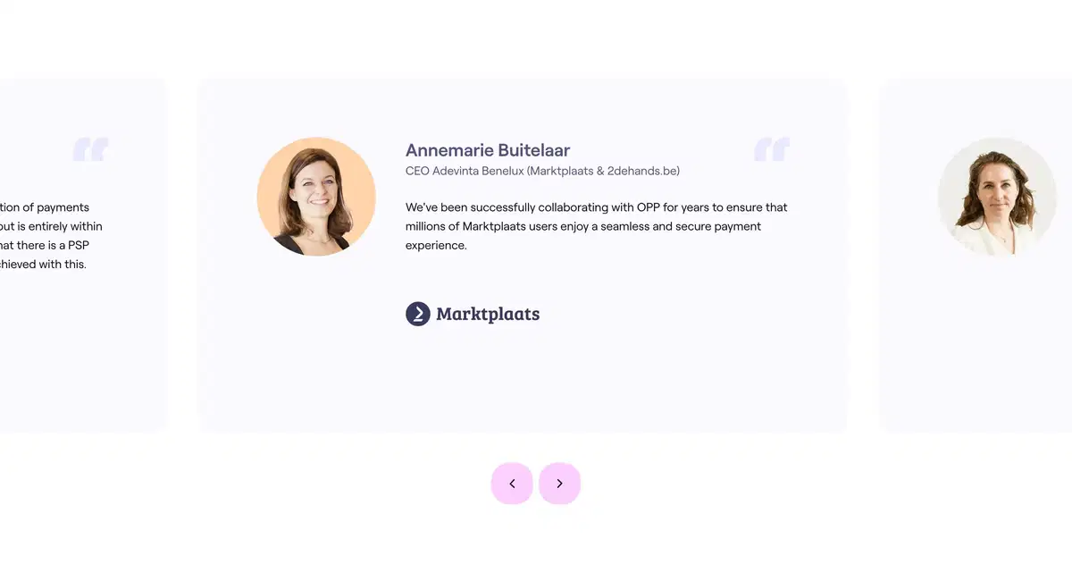 Online Payment Platform Home Page Section Testimonials