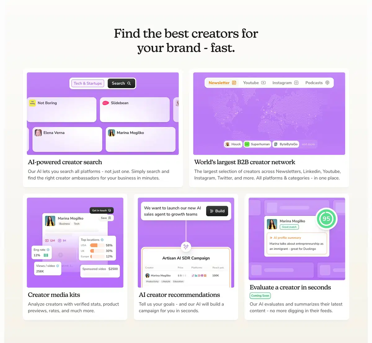 Passionfroot Home Page Section Find Best Creator