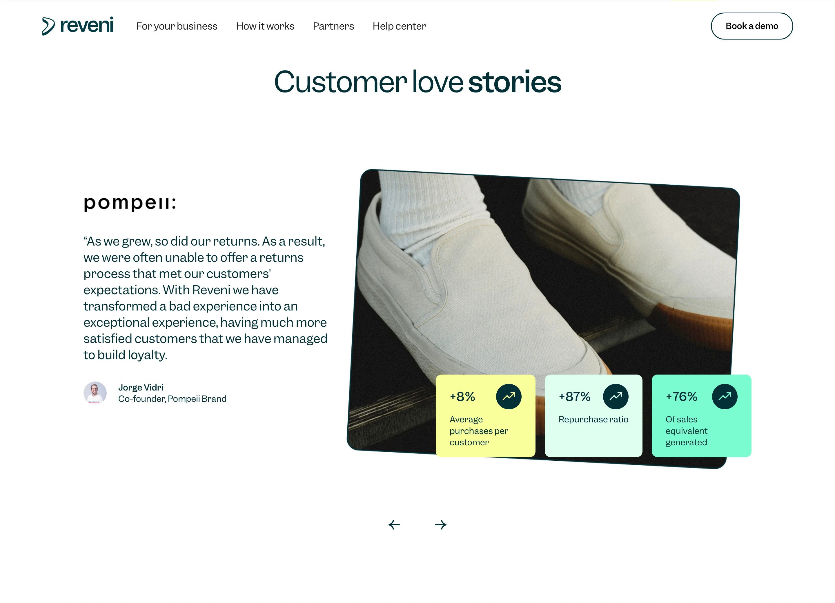 Reveni Home Page Section Testimonials