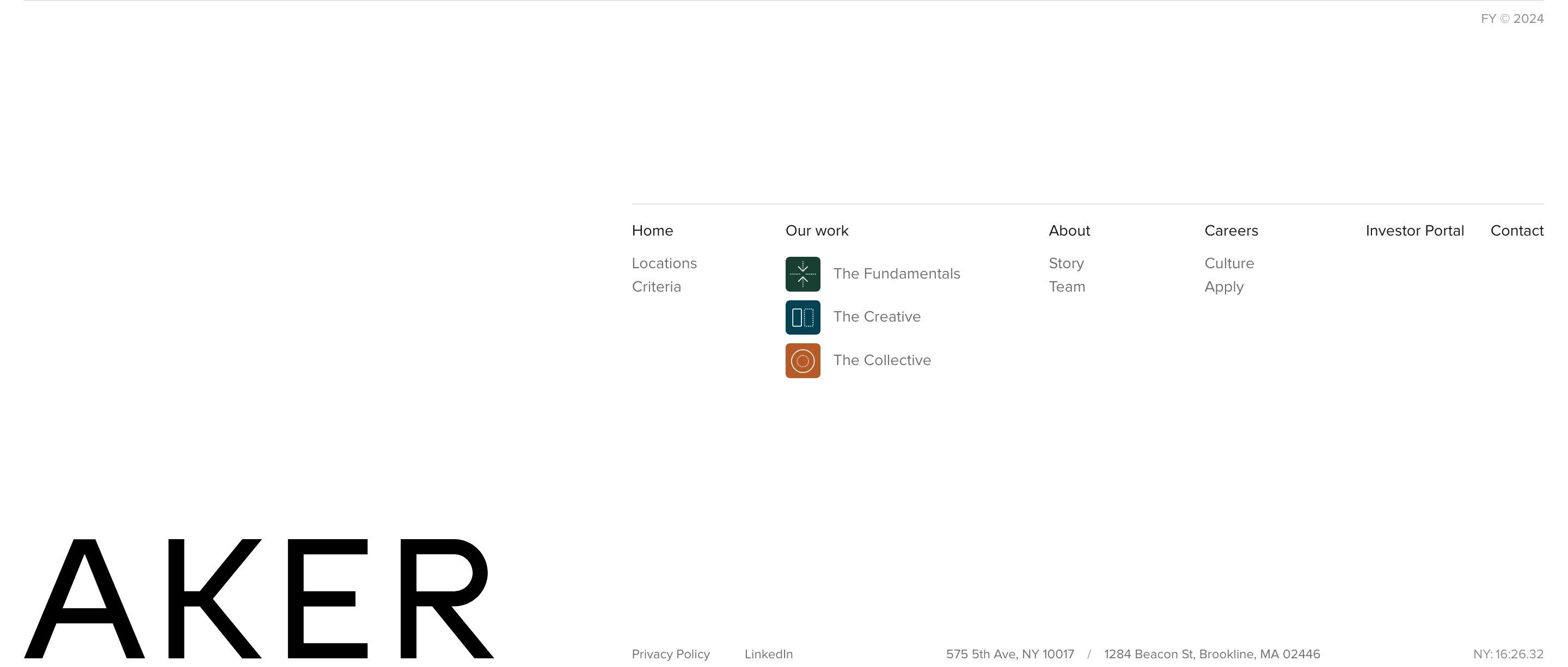 Aker Home Page Section Footer