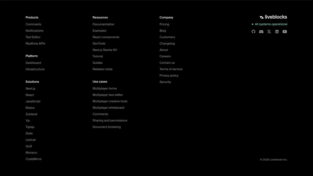 Liveblocks Home Page Section Footer