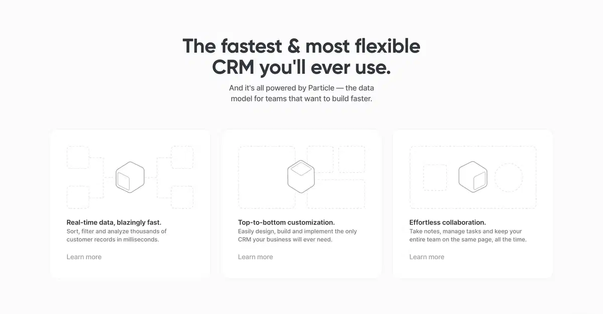 Attio Home Page Section Features