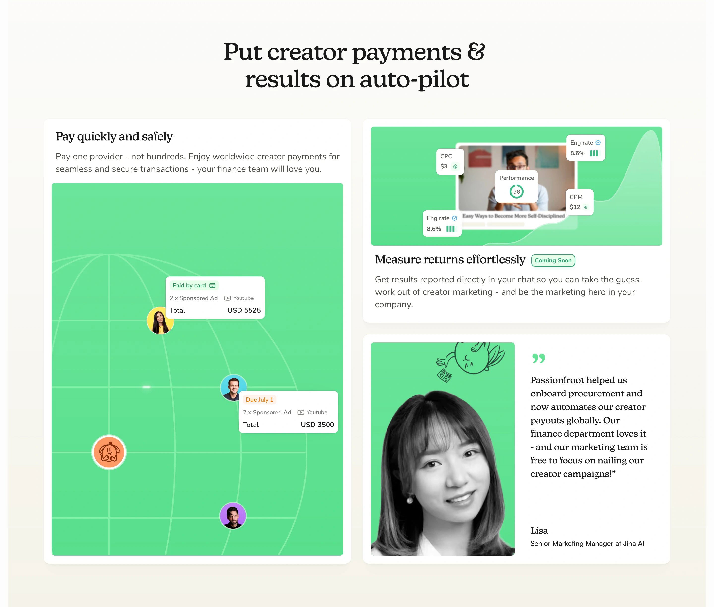 Passionfroot Home Page Section Payment & Result Auto-pilot