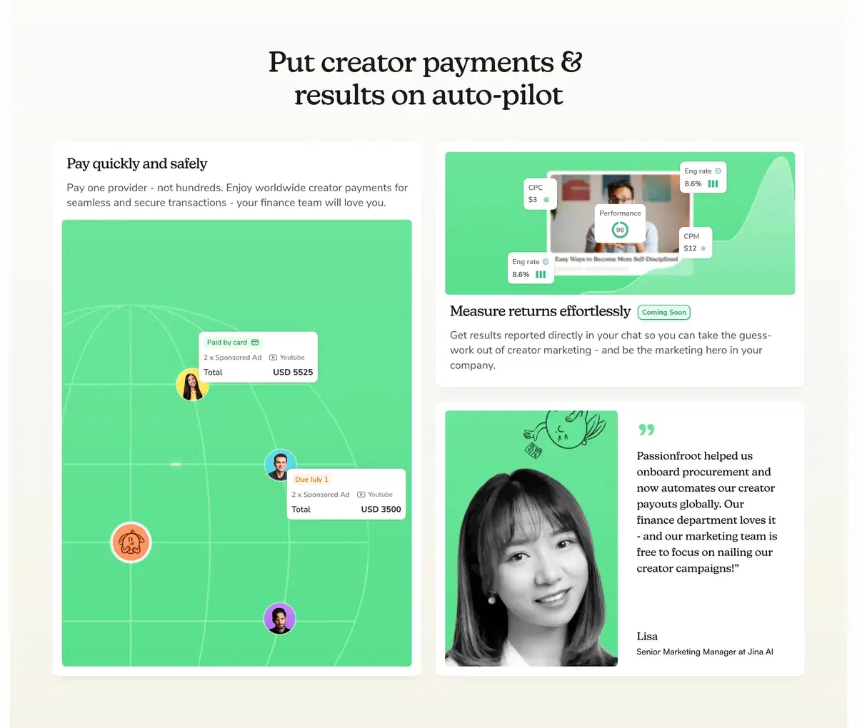 Passionfroot Home Page Section Payment & Result Auto-pilot