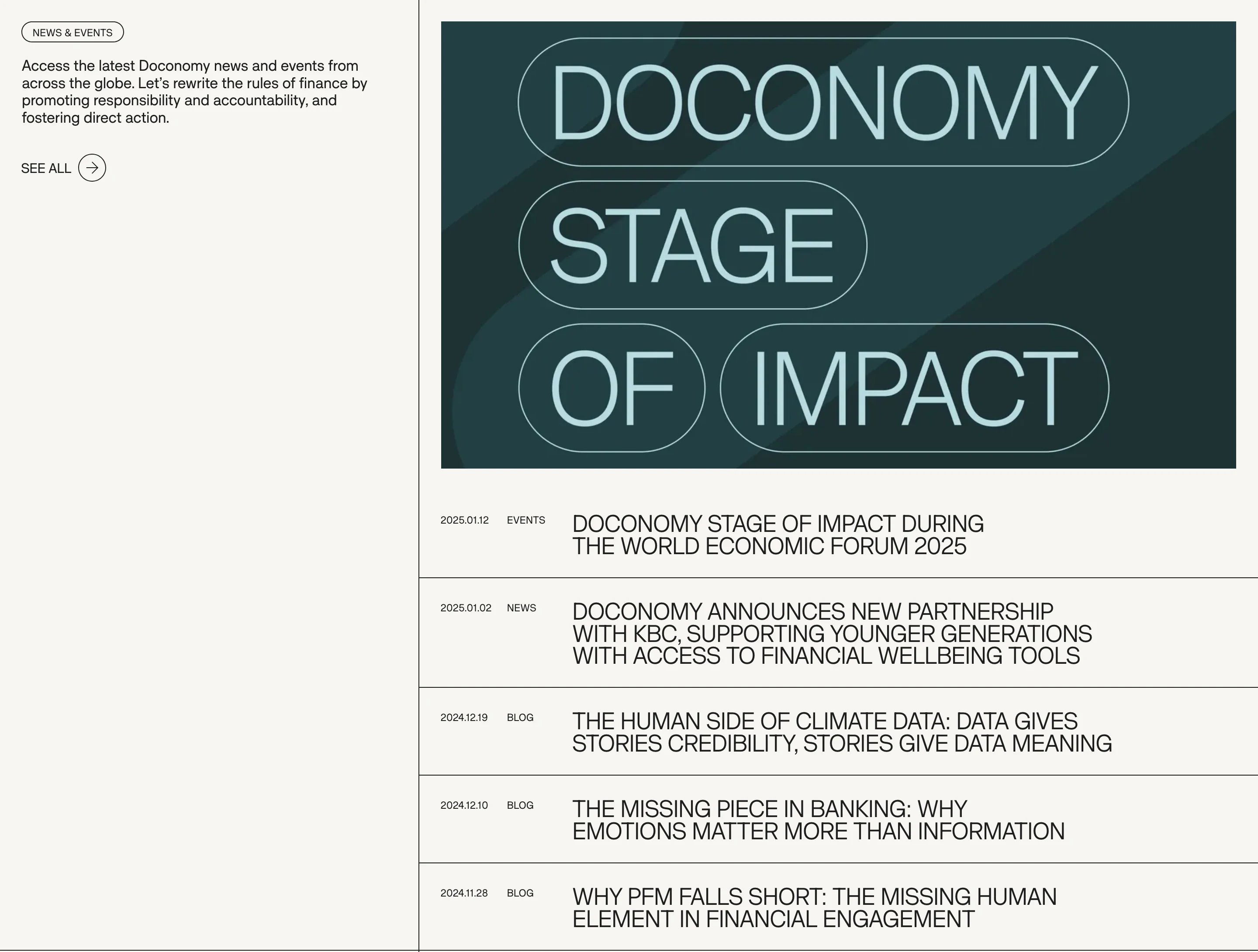 Doconomy Home Page Section News and Events