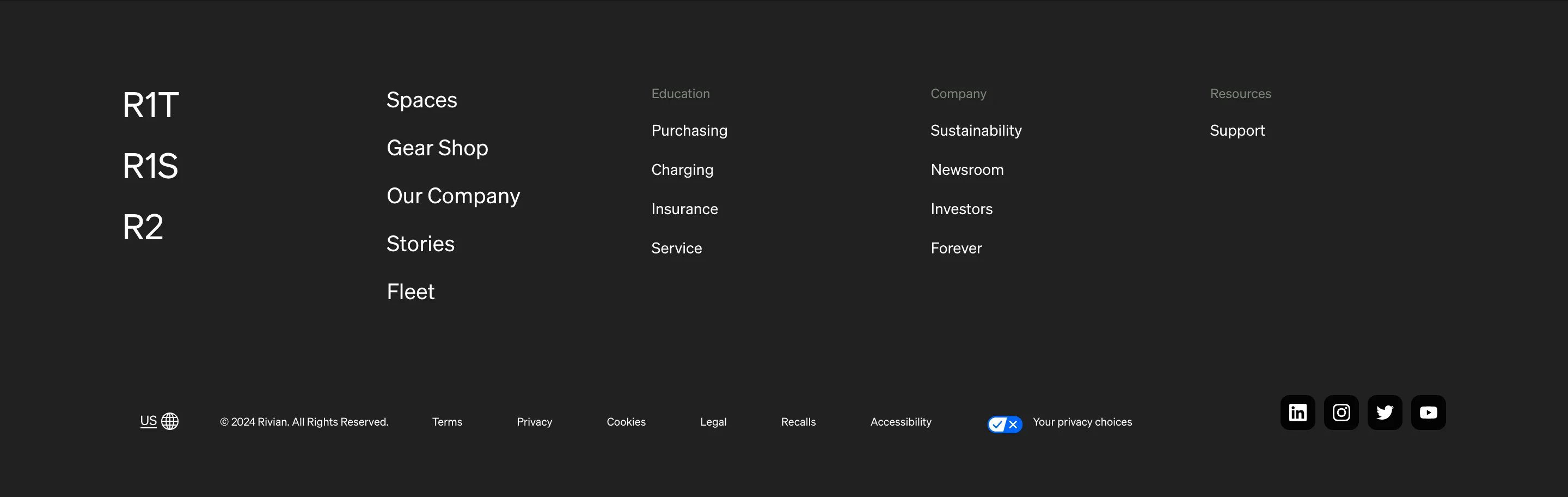Rivian Home Page Section Footer