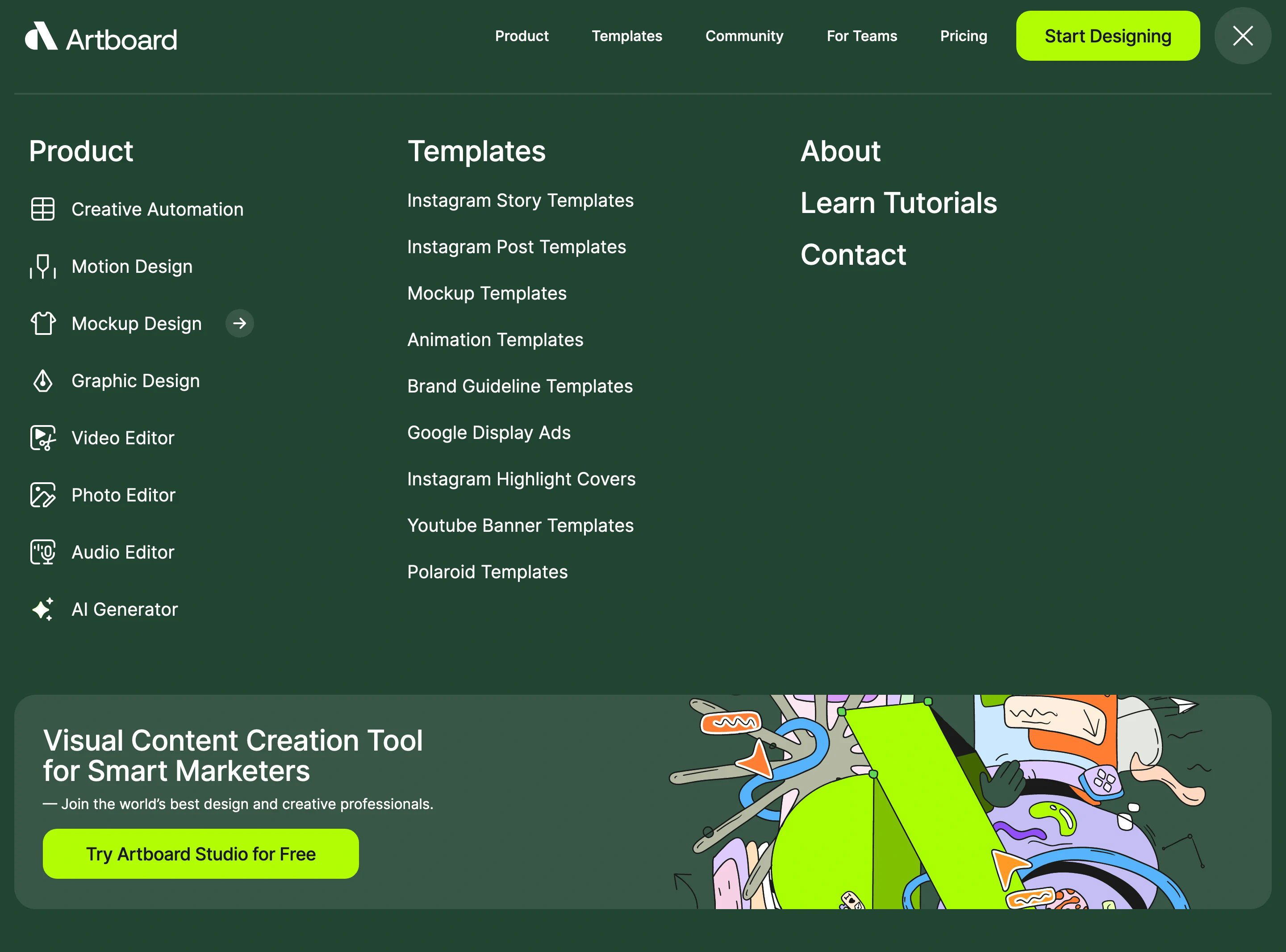 Artboard Navbar Menu Product