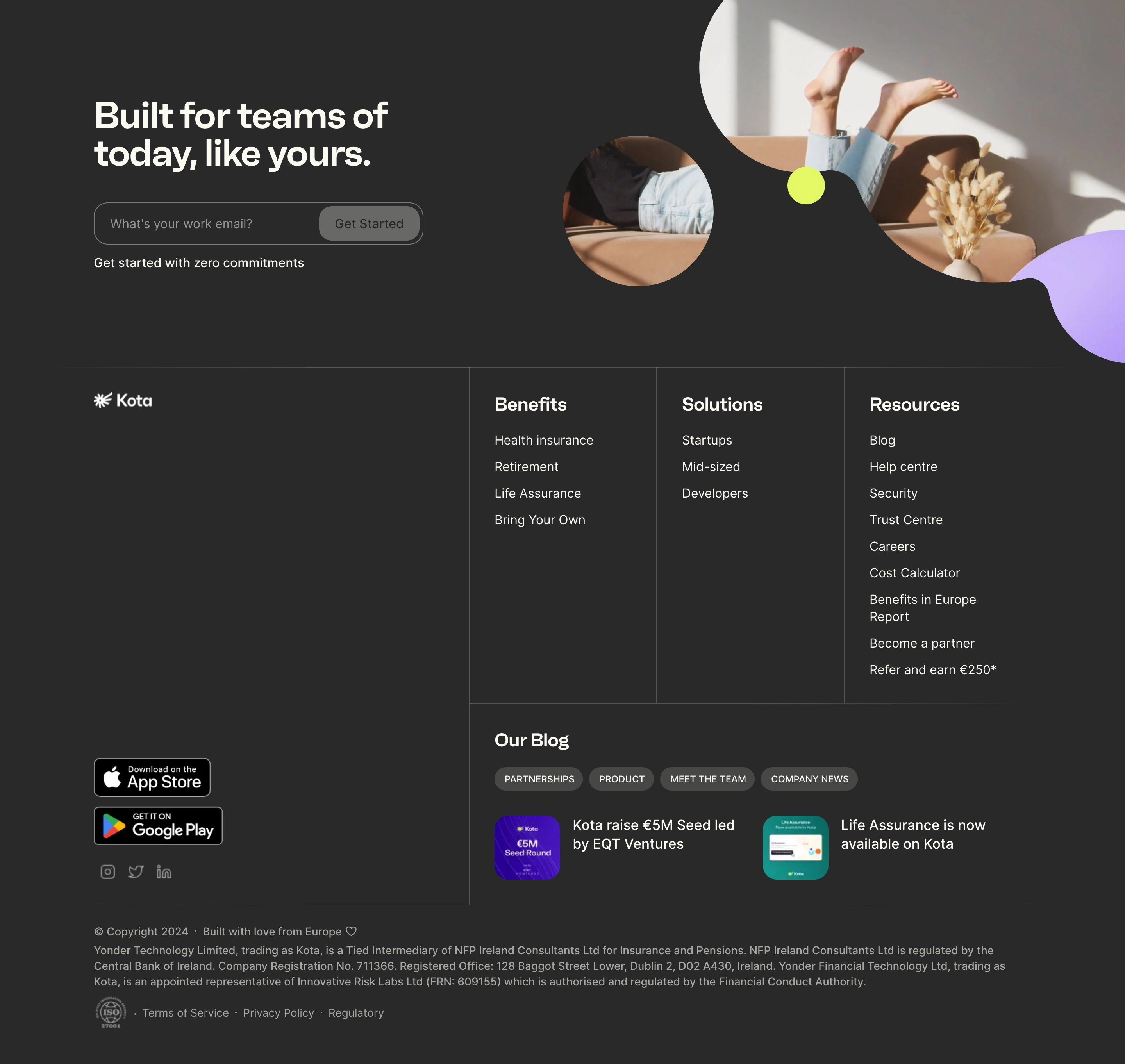 Kota Home Page Section Footer