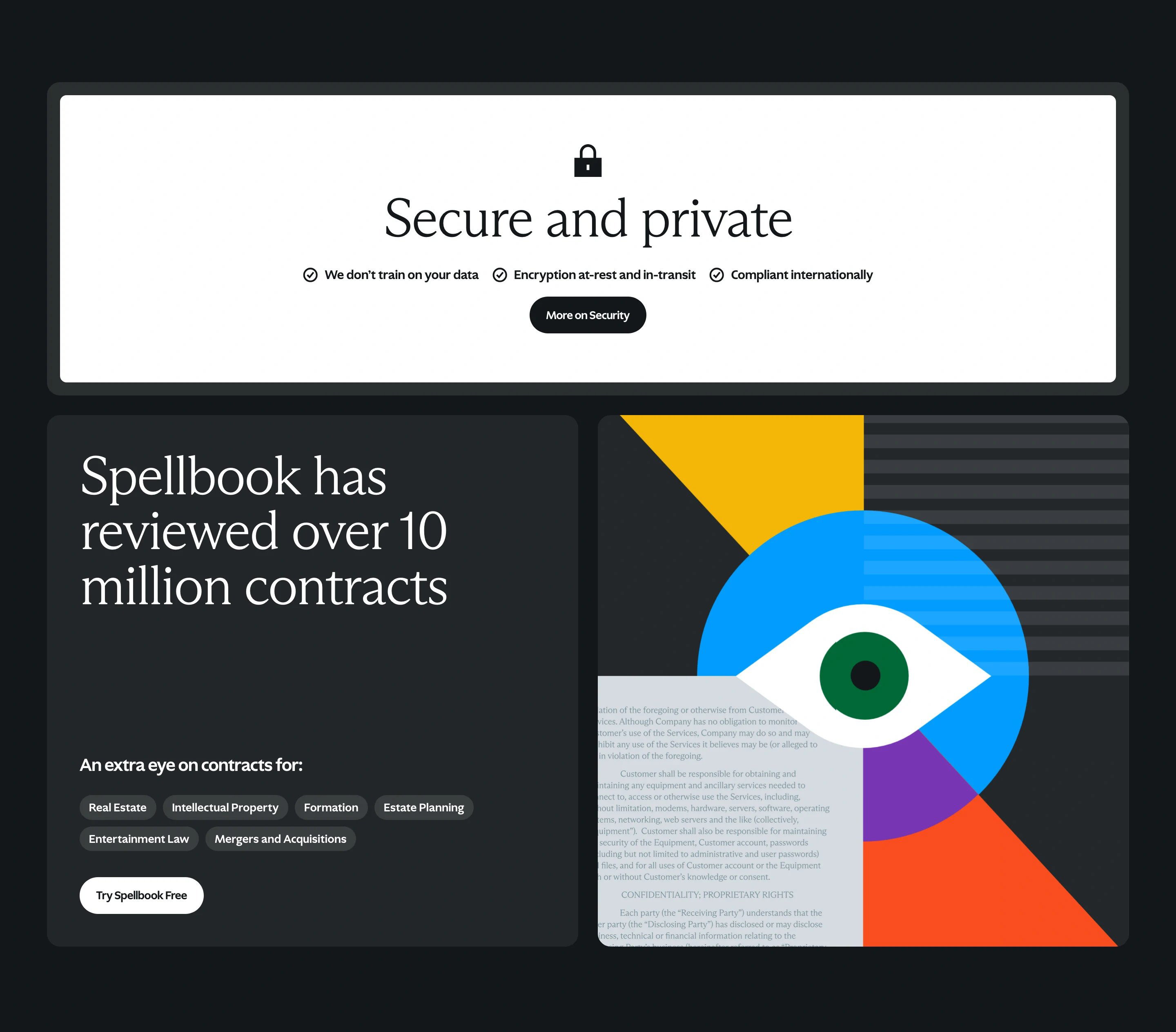 Spellbook Home Page Section Highlights