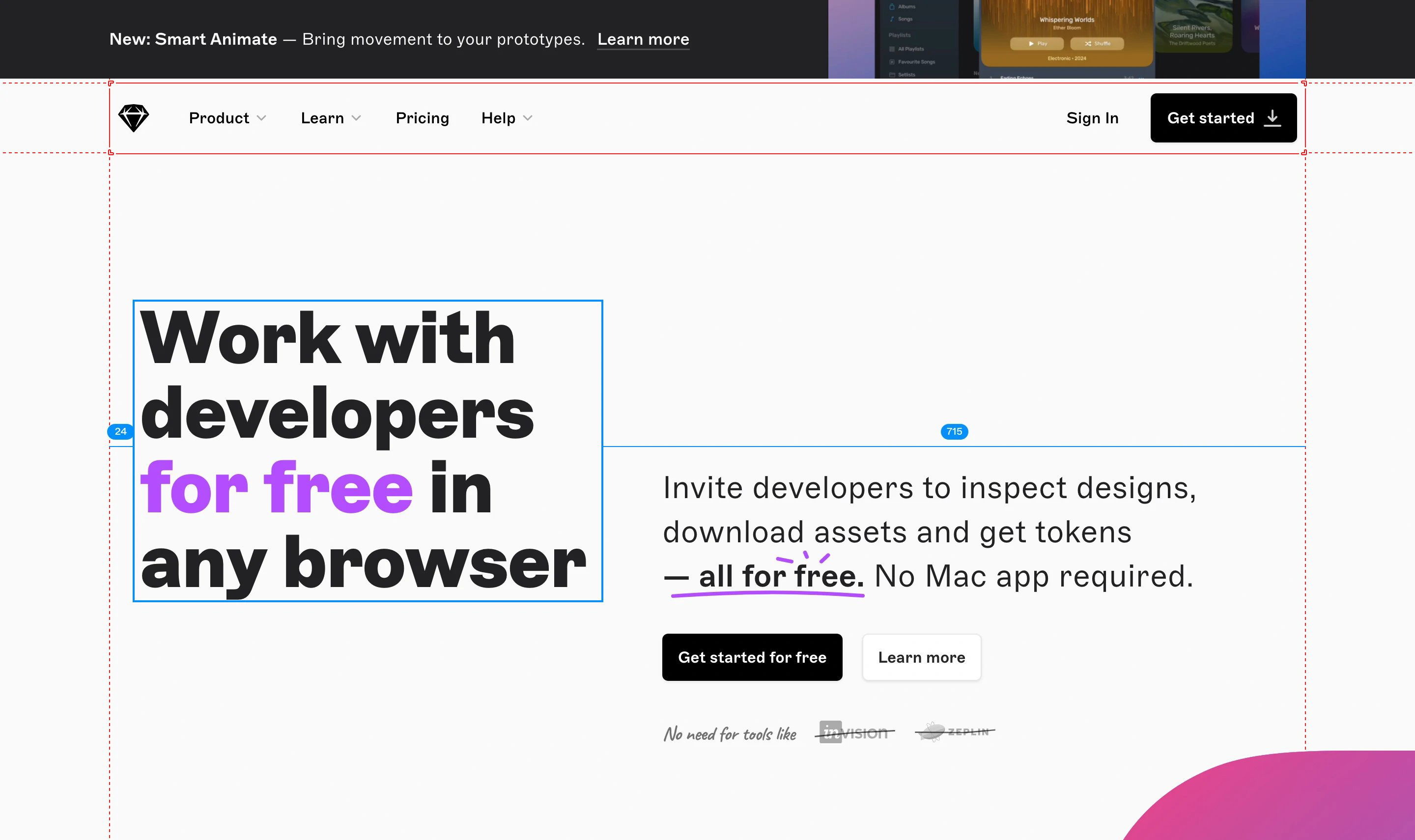 Sketch Handoff Page Section Hero