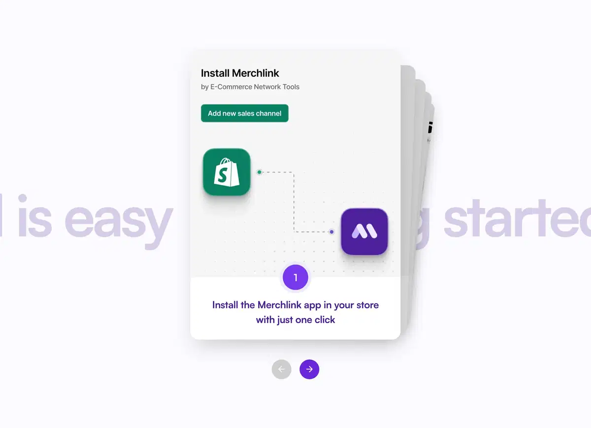 Merchlink Home Page Section Getting Started