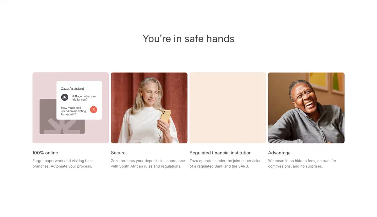 Zazu Home Page Section Benefits
