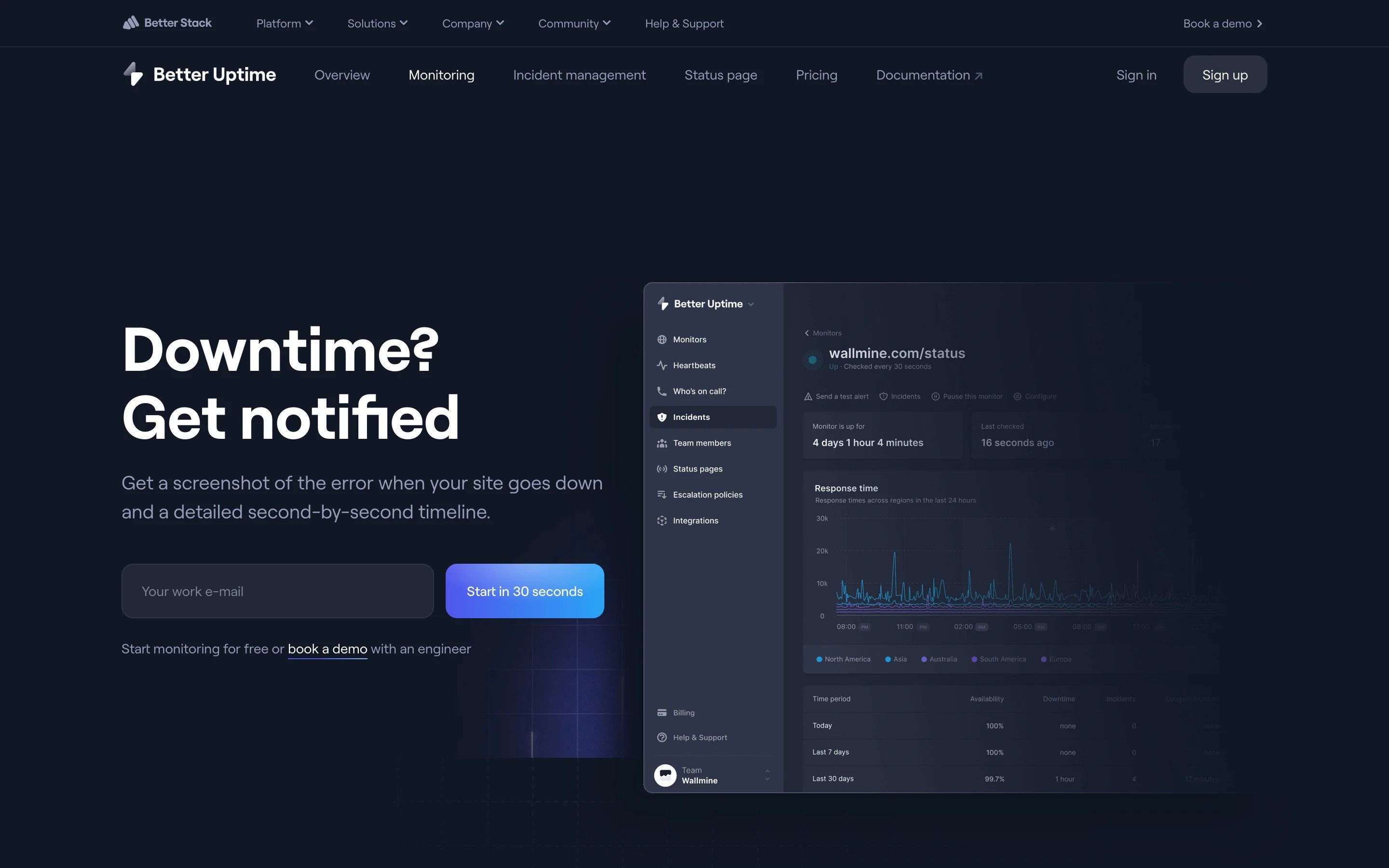 Better Stack Monitoring Page Section Hero