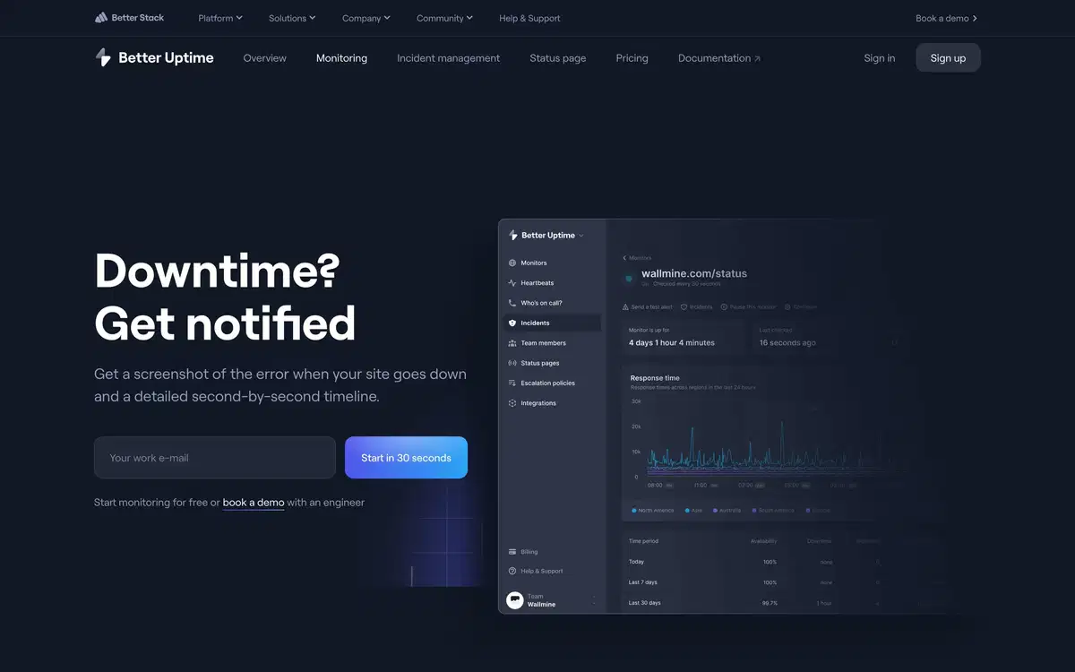 Better Stack Monitoring Page Section Hero