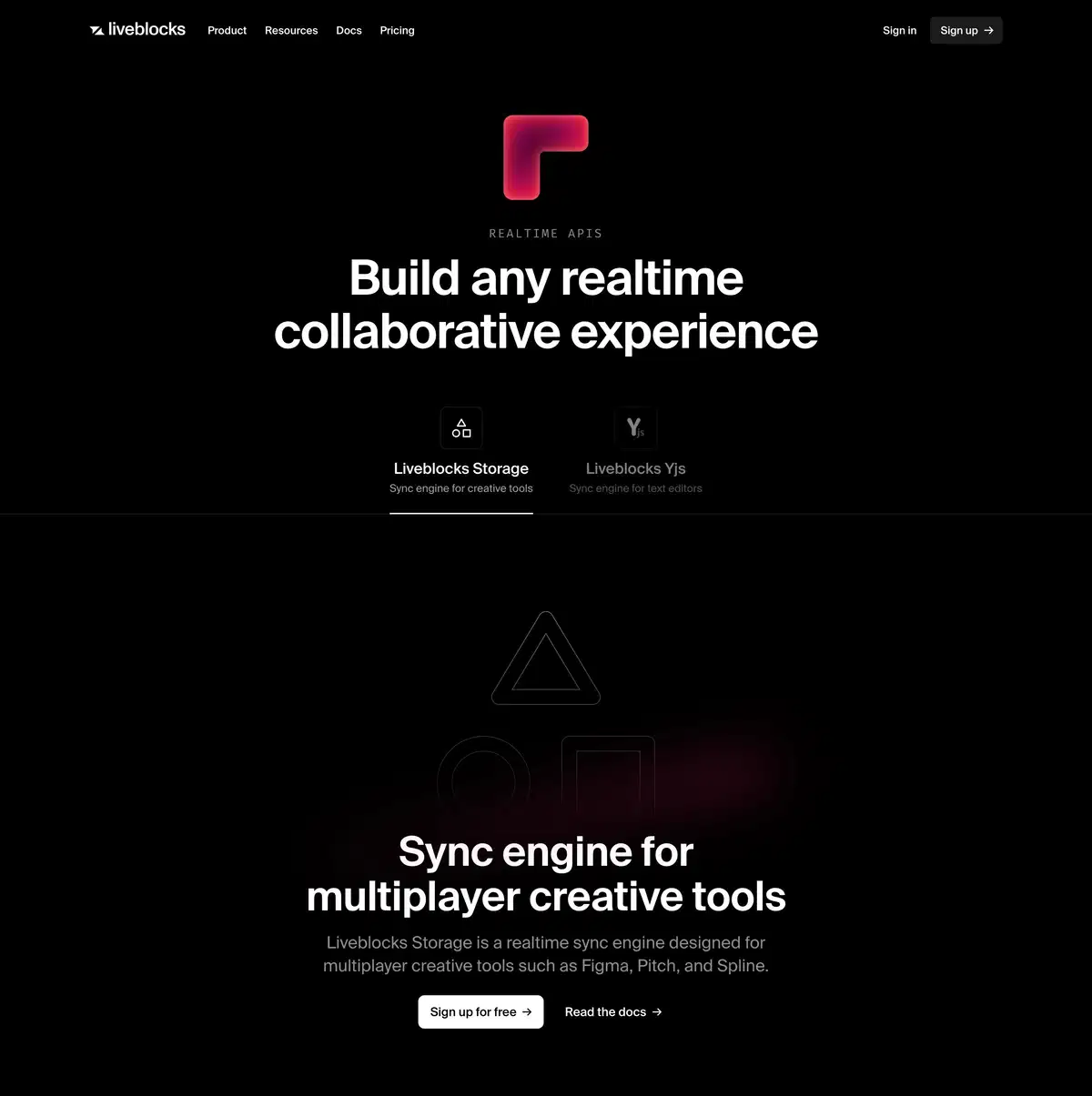 Liveblocks Realtime APIs Page Section Hero