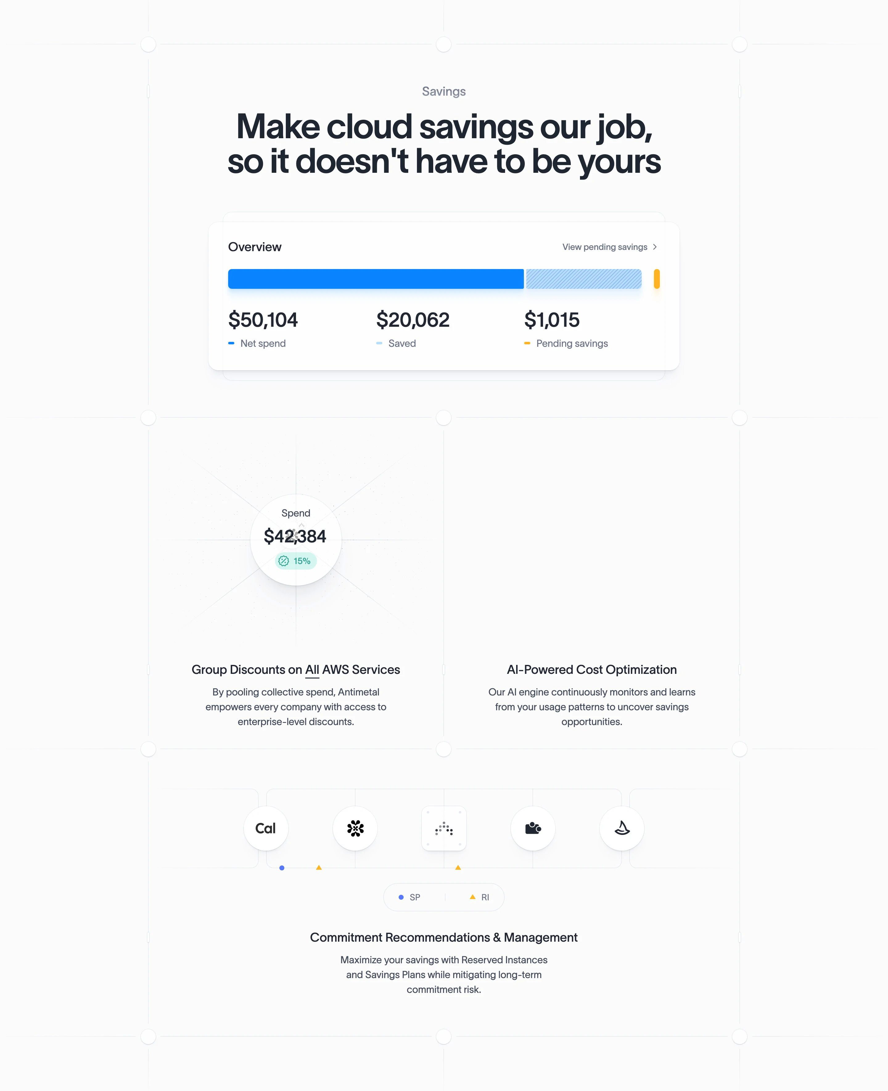 Antimetal Home Page Section Savings Feature
