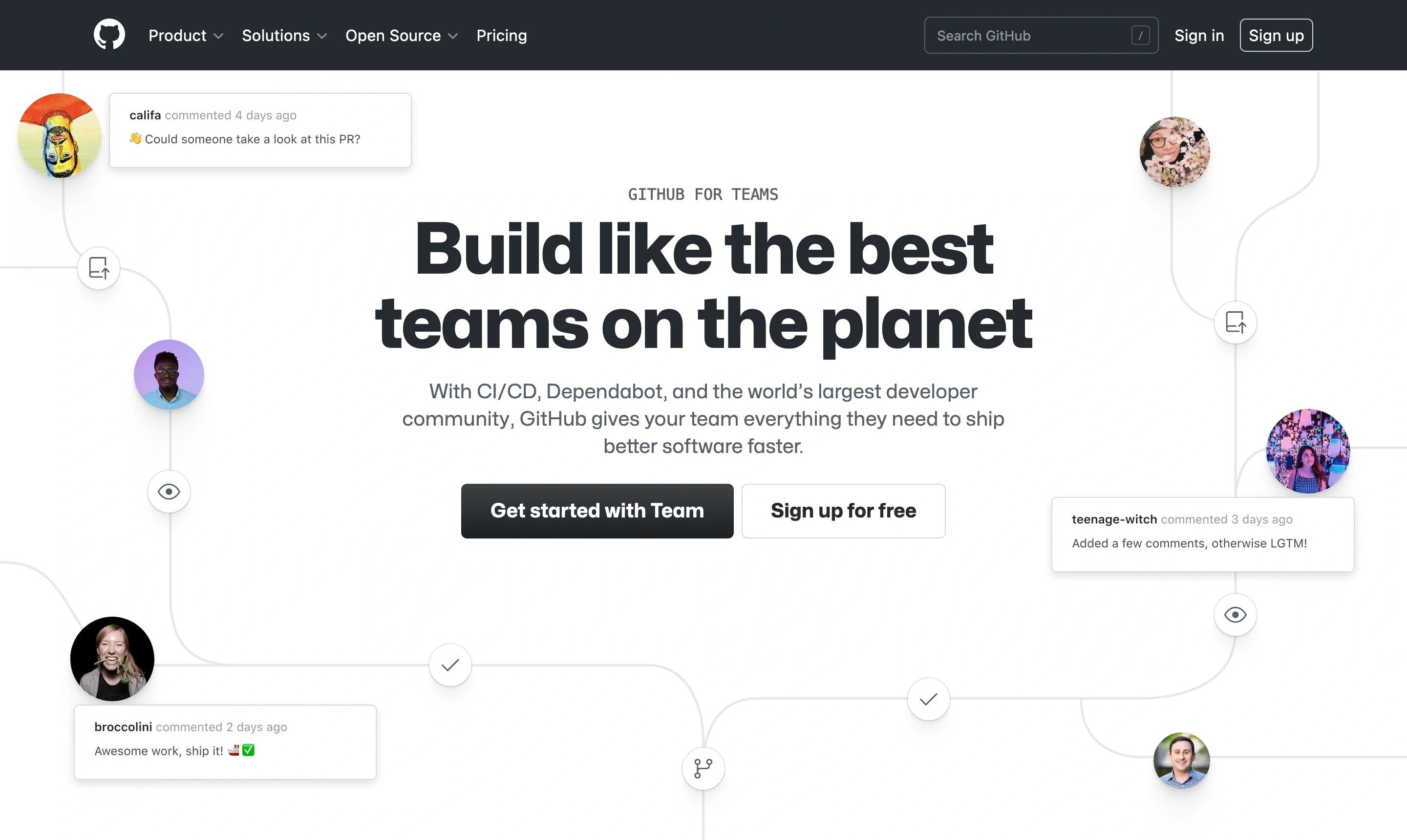 GitHub Team Page Section Hero