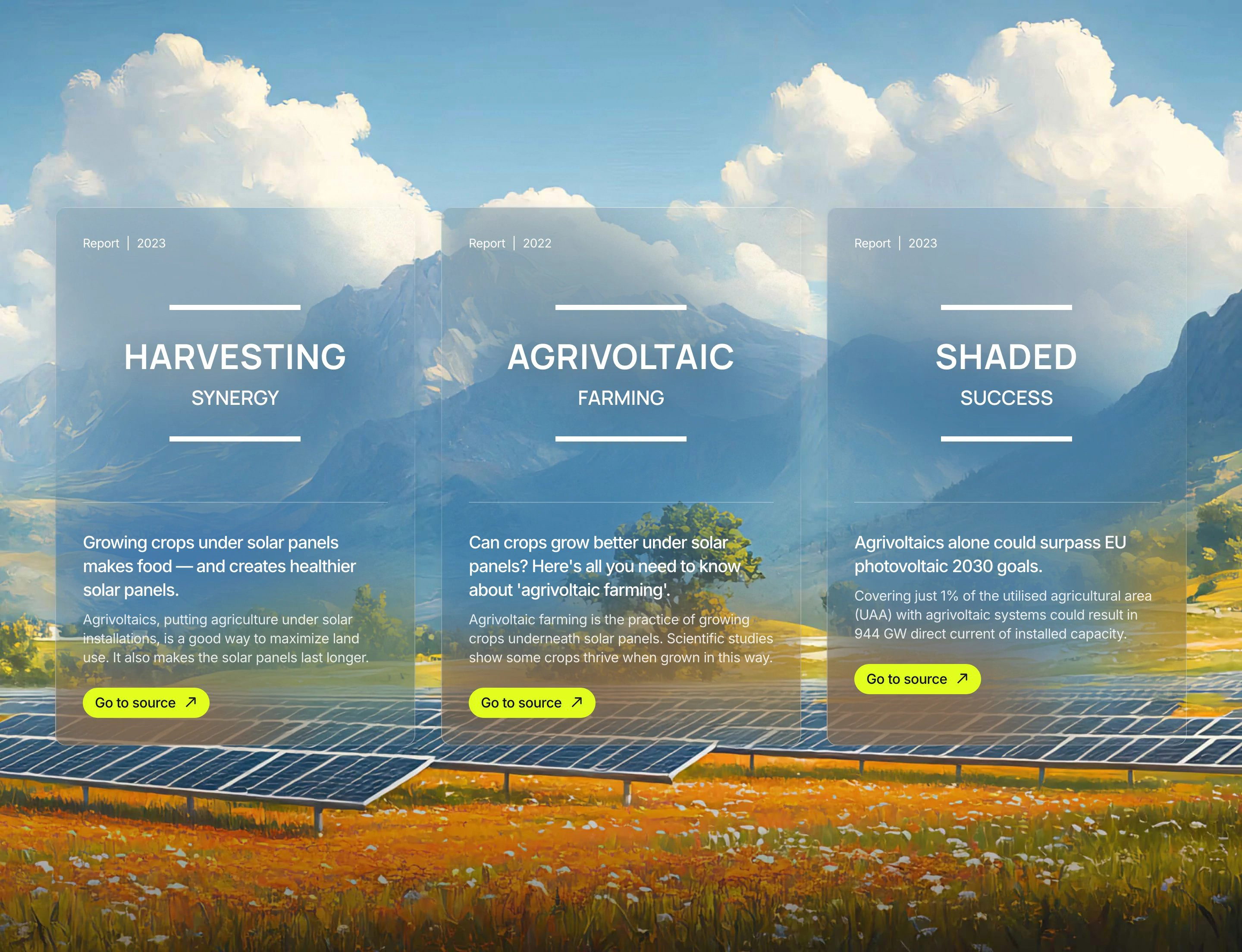 Solarpunk Home Page Section Reports
