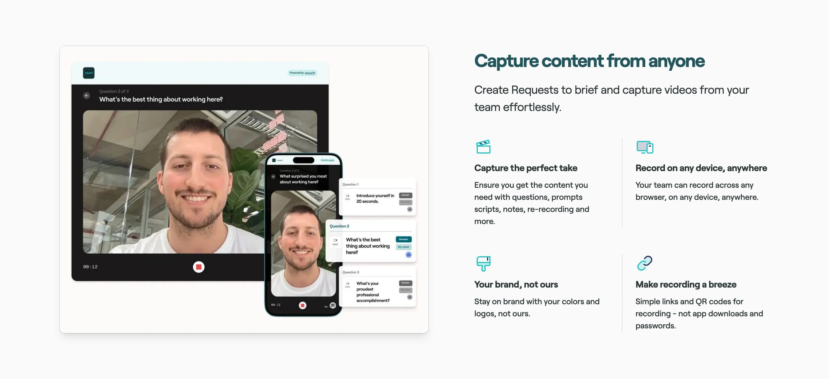 Vouch Product Page Section Features