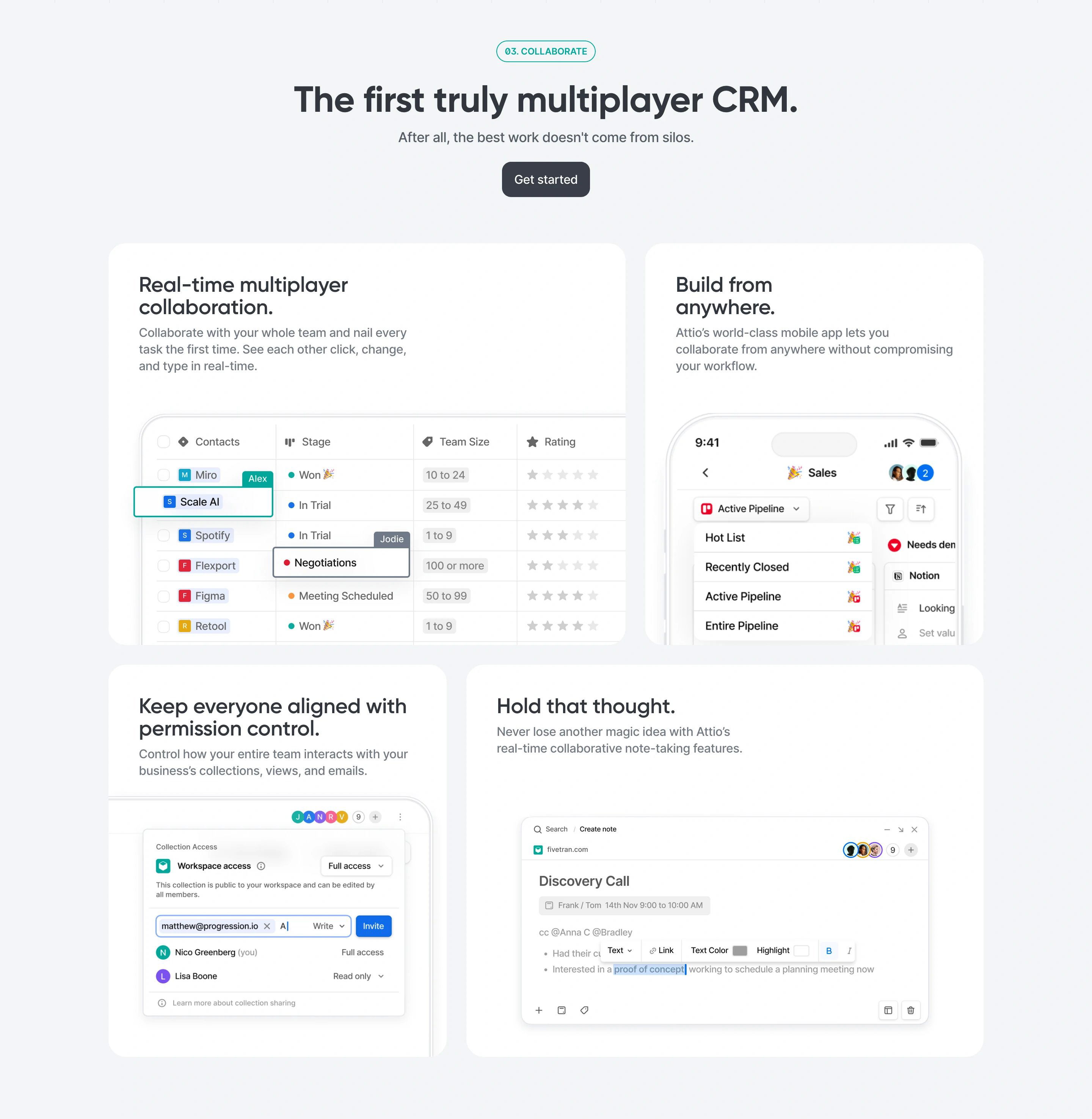 Attio Home Page Section Collaboration