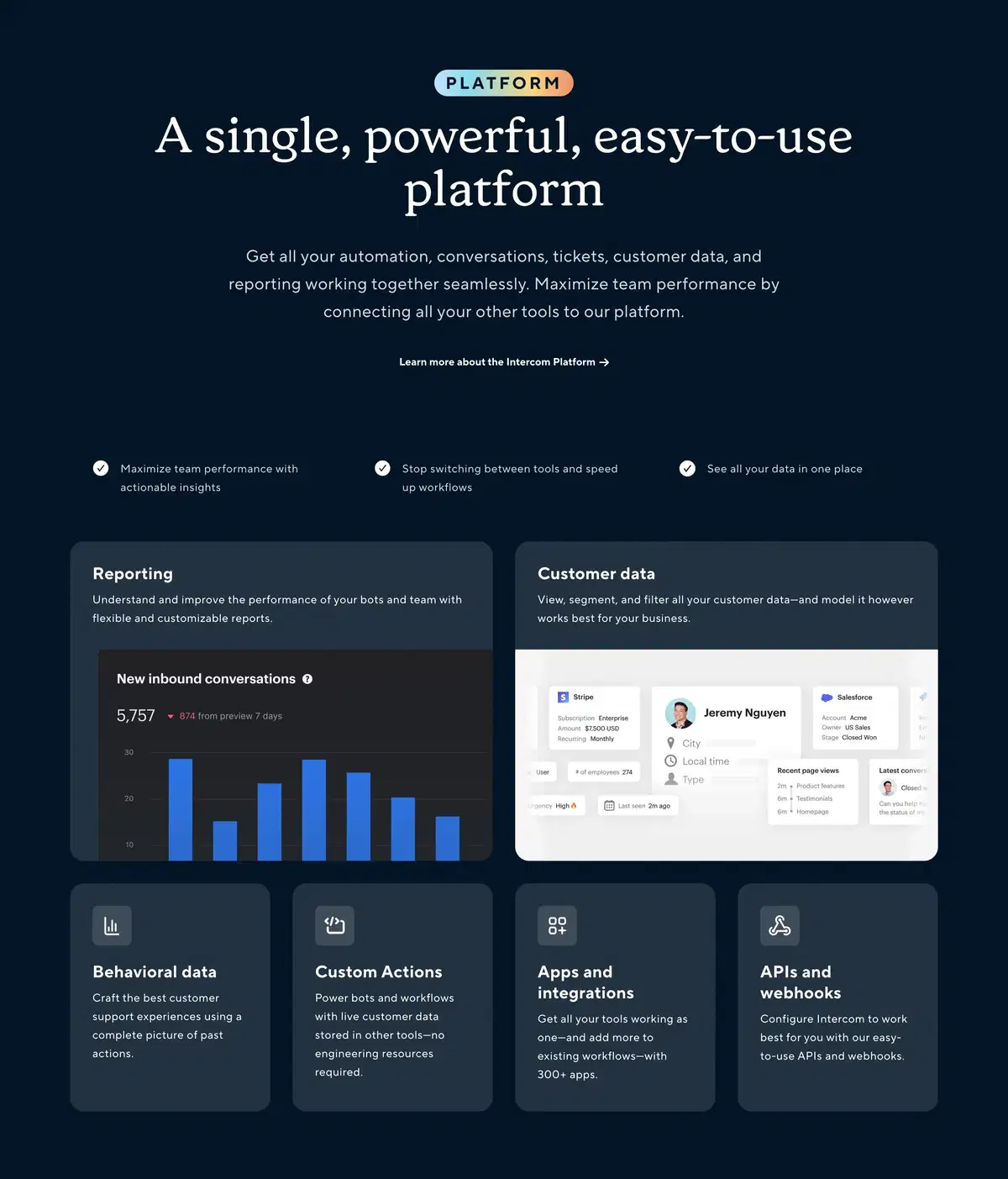 Intercom Home Page Section Platform Feature