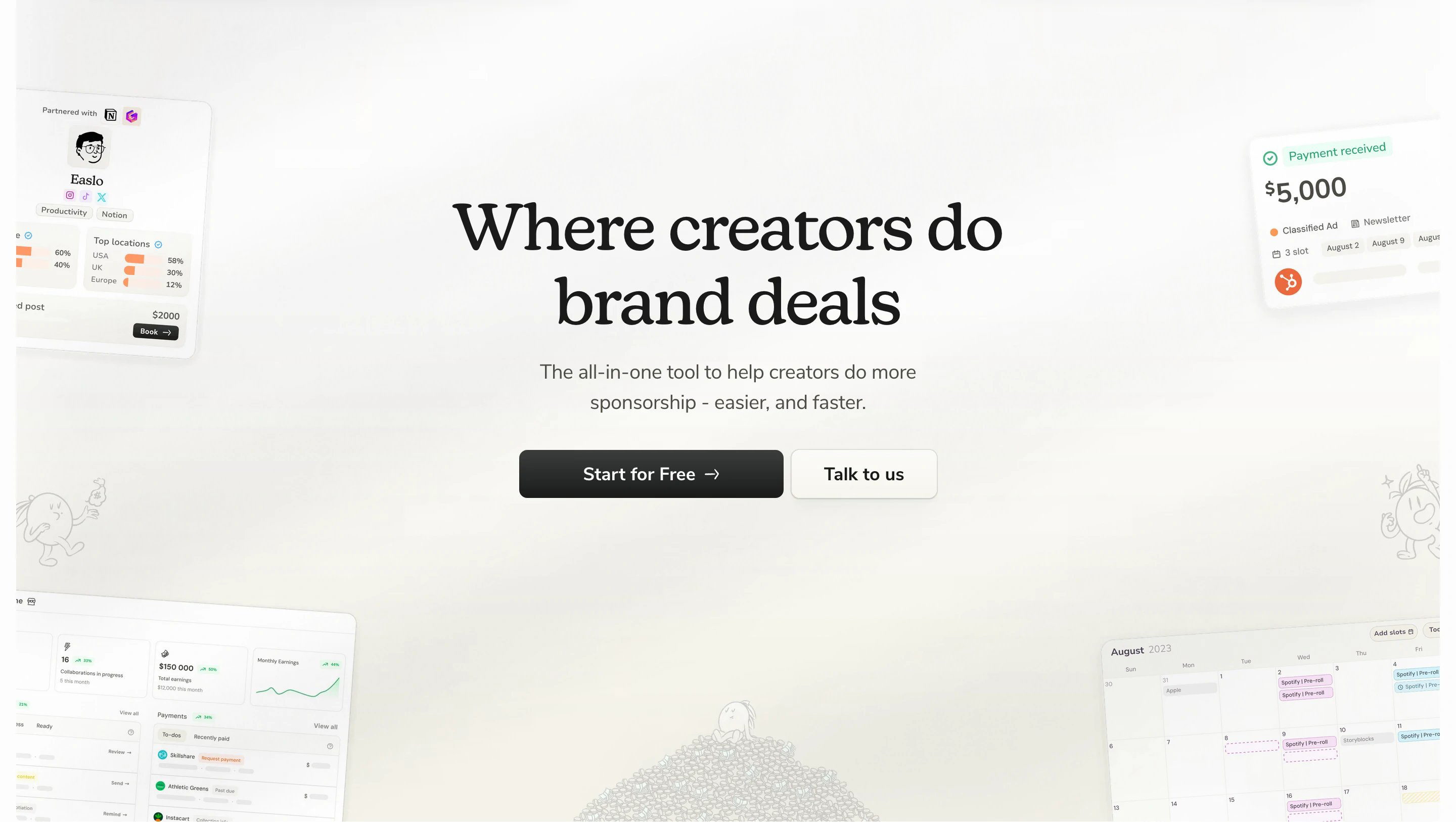 Passionfroot Creator Page Section Hero