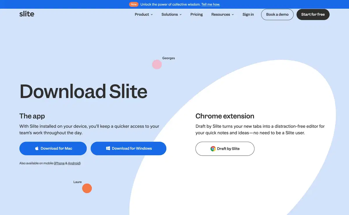 Slite Download Page Section Download Apps