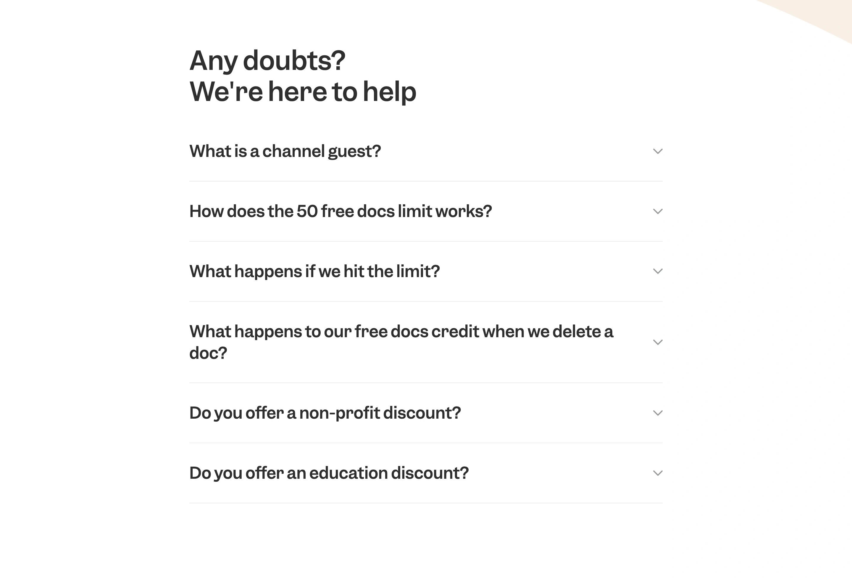 Slite Pricing Page Section FAQs
