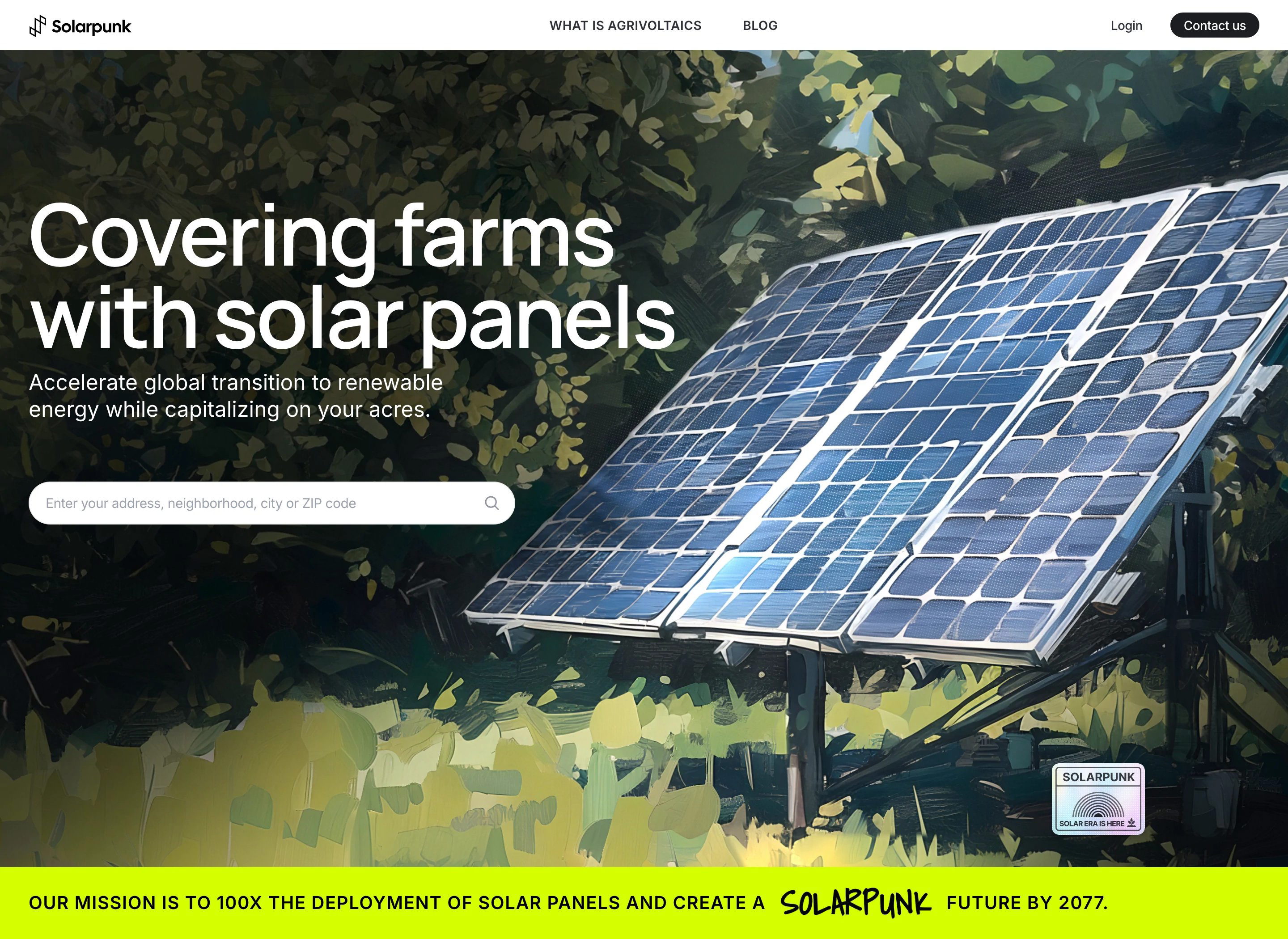 Solarpunk Home Page Section Hero