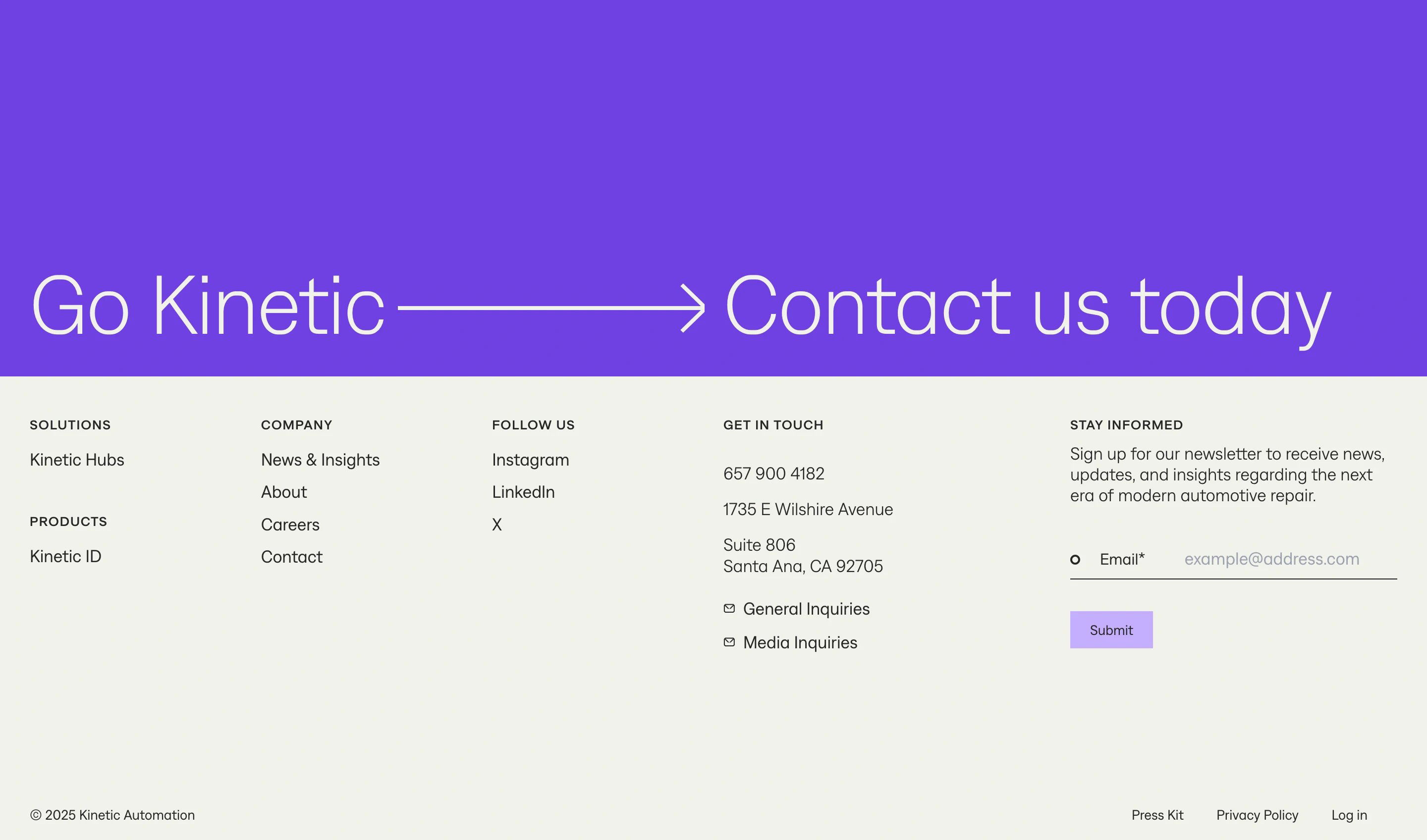 Kinetic Hubs Page Section CTA Kinetic ID