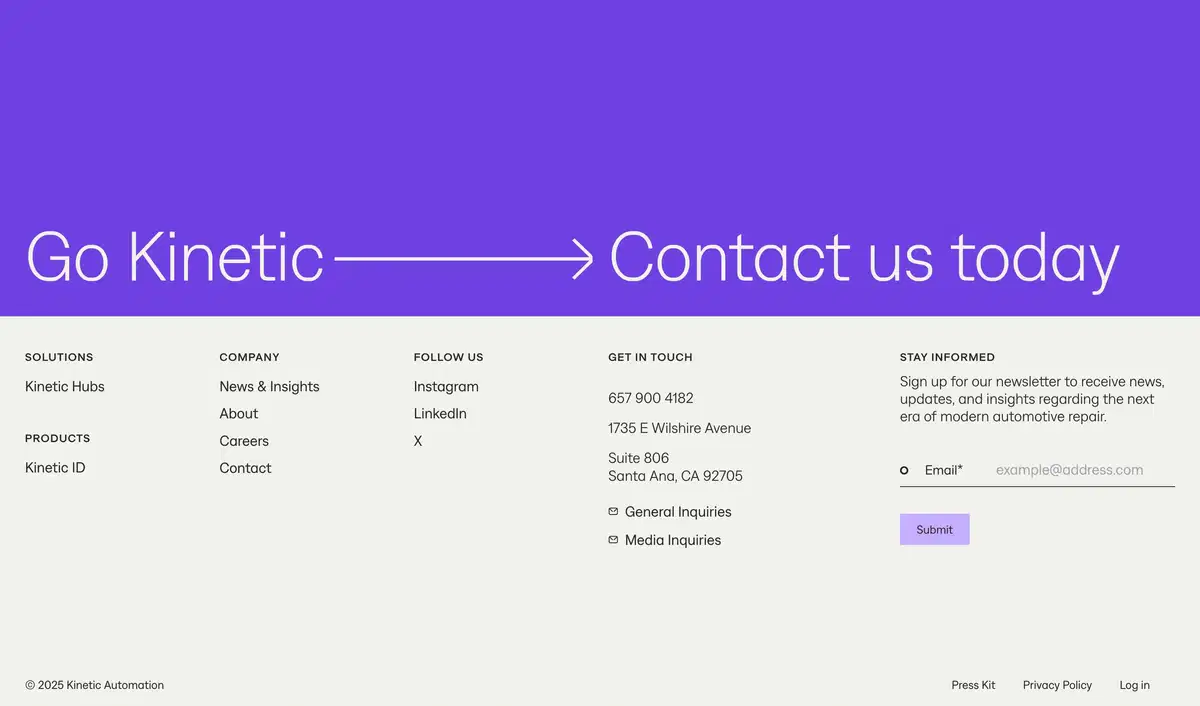 Kinetic Hubs Page Section CTA Kinetic ID