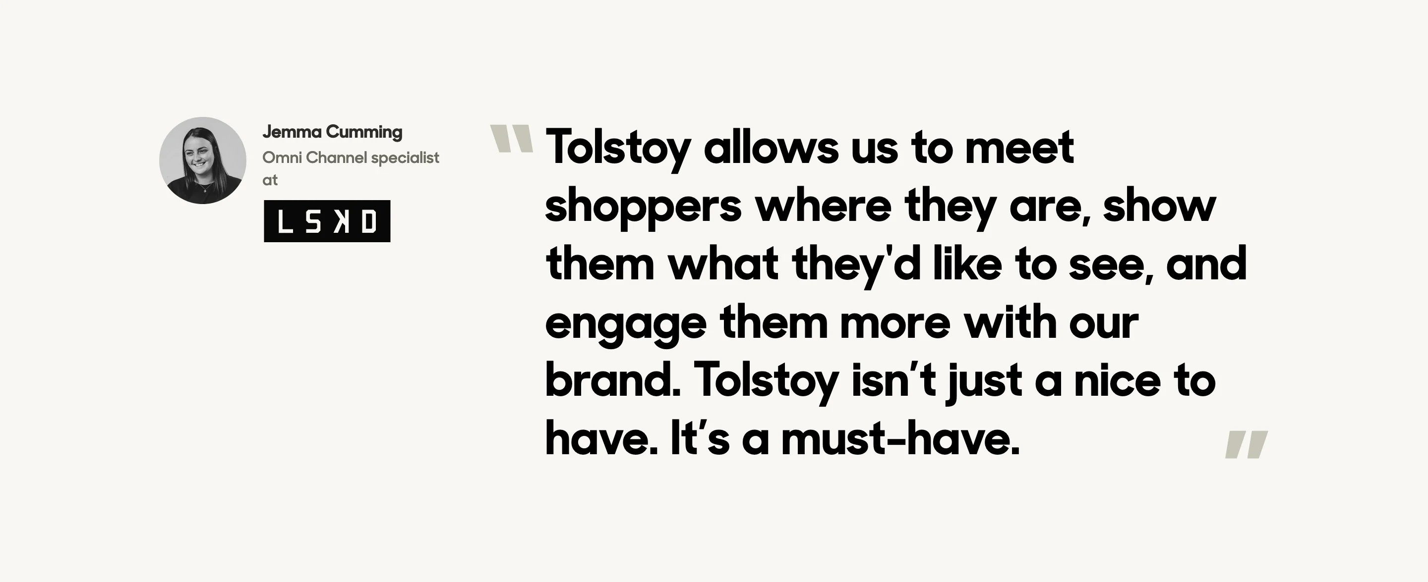 Tolstoy Home Page Section Testimonial