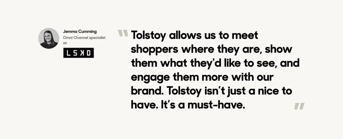 Tolstoy Home Page Section Testimonial