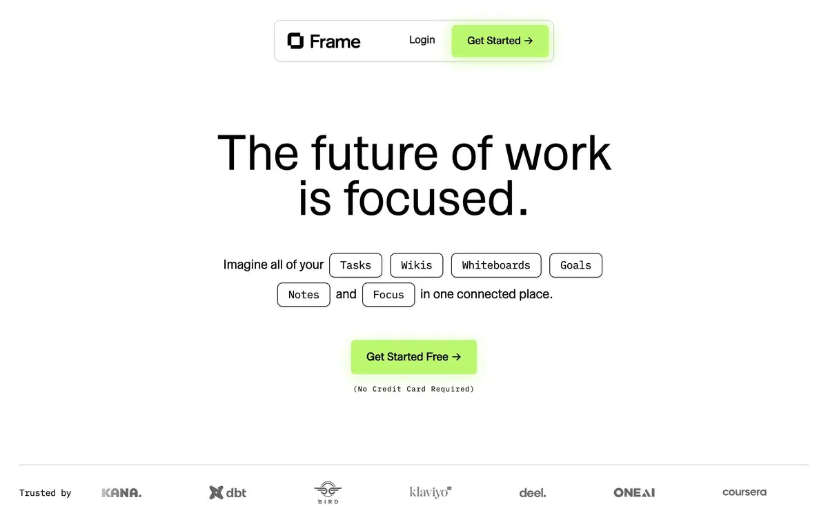 Frame Home Page Section Hero