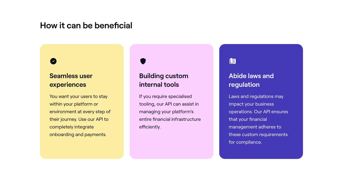 Online Payment Platform API Page Section Beneficial