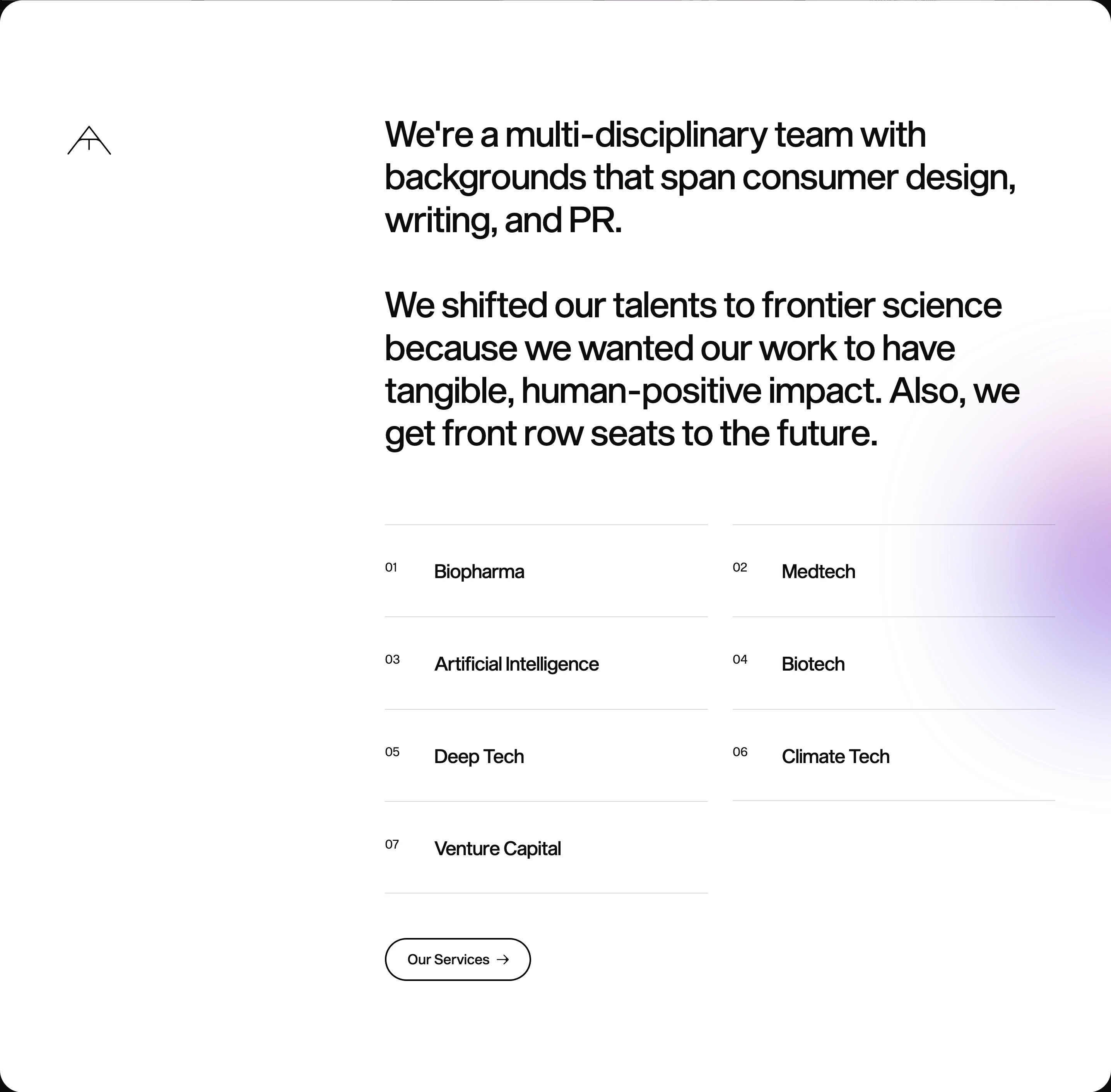 Bunsen Studio Home Page Section Industries
