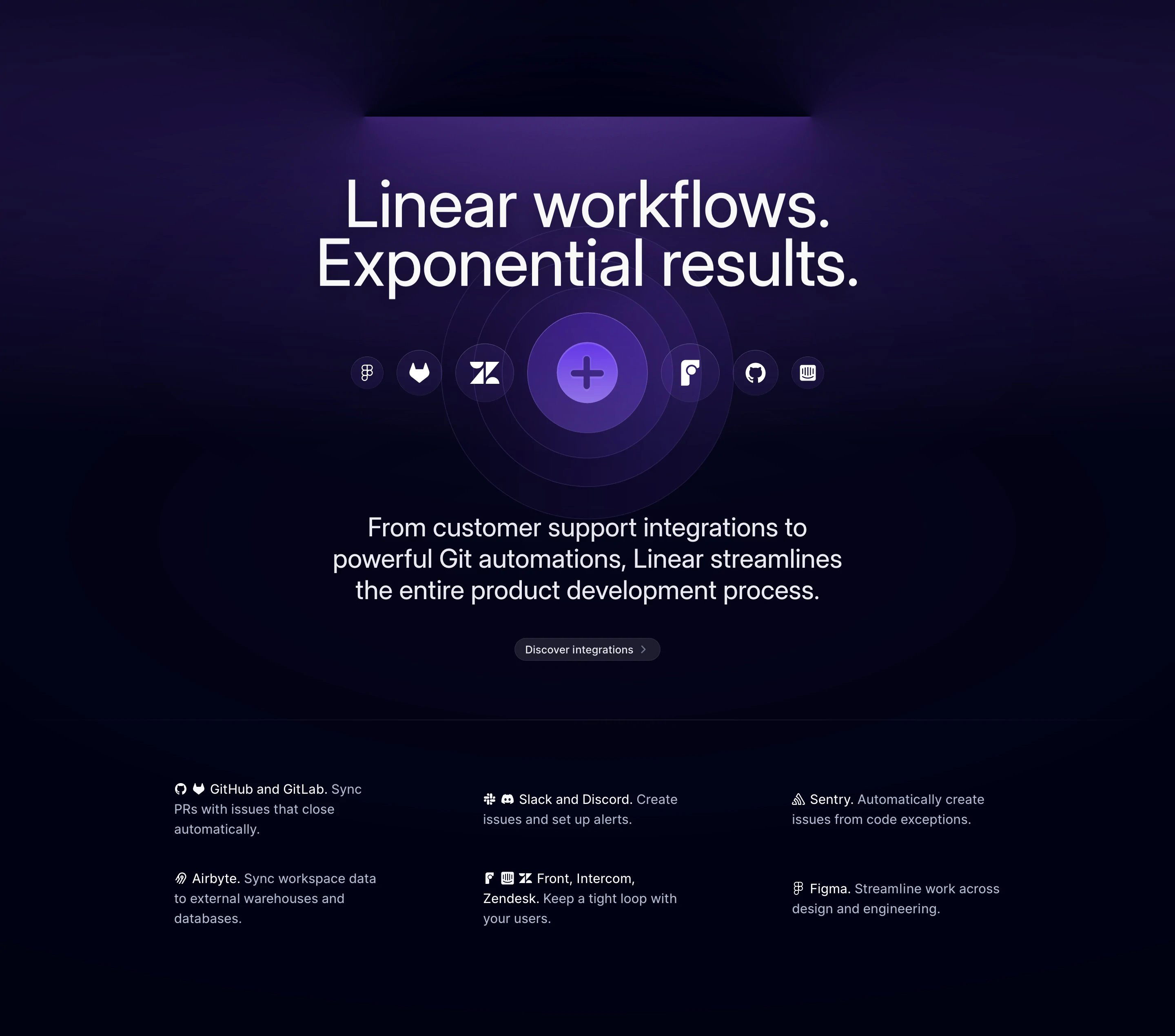 Linear Home Page Section Hero