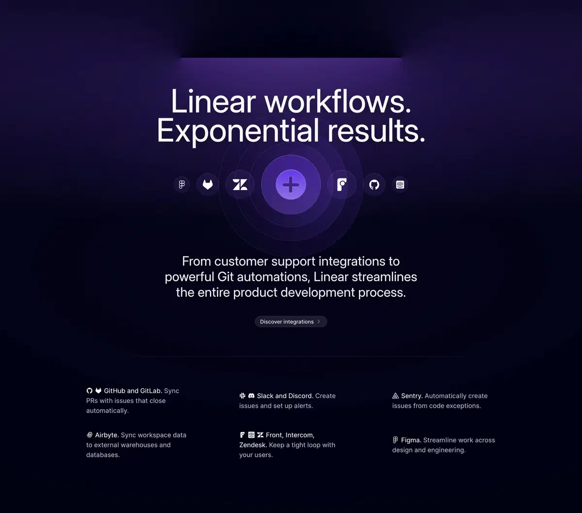 Linear Home Page Section Hero